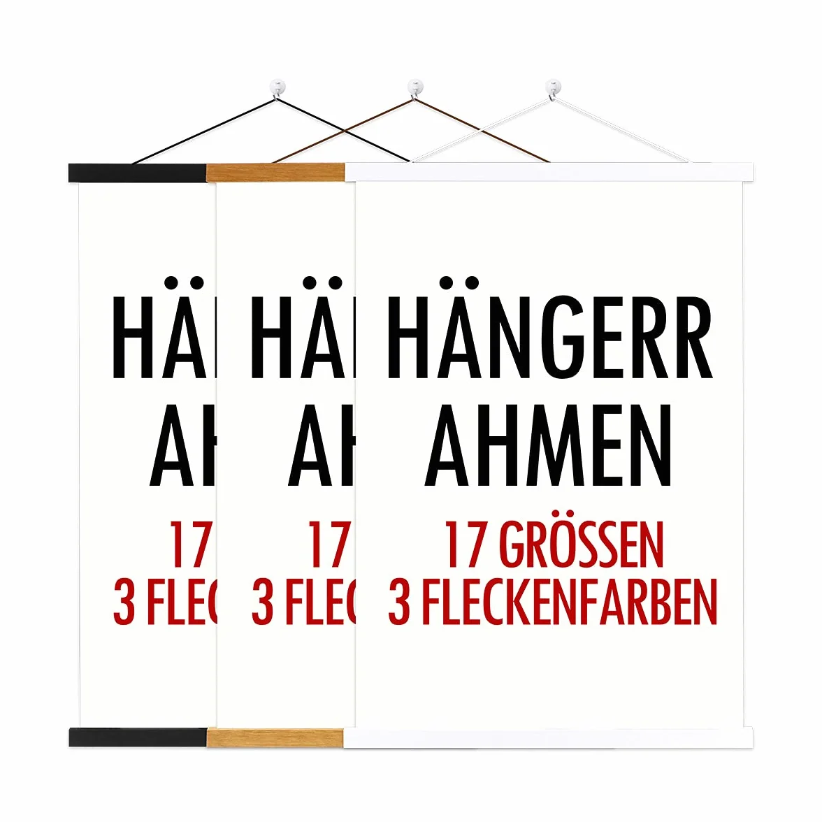 A1 Posterleiste Posterschiene Posterleisten 61CM, Magnet Magnetische Holz Poster Aufhänger Halter Rahmen Leisten Bilder Bild Bilderleiste Bilderrahmen 60x90 61x91.5 60x40 (61cm, Teak)