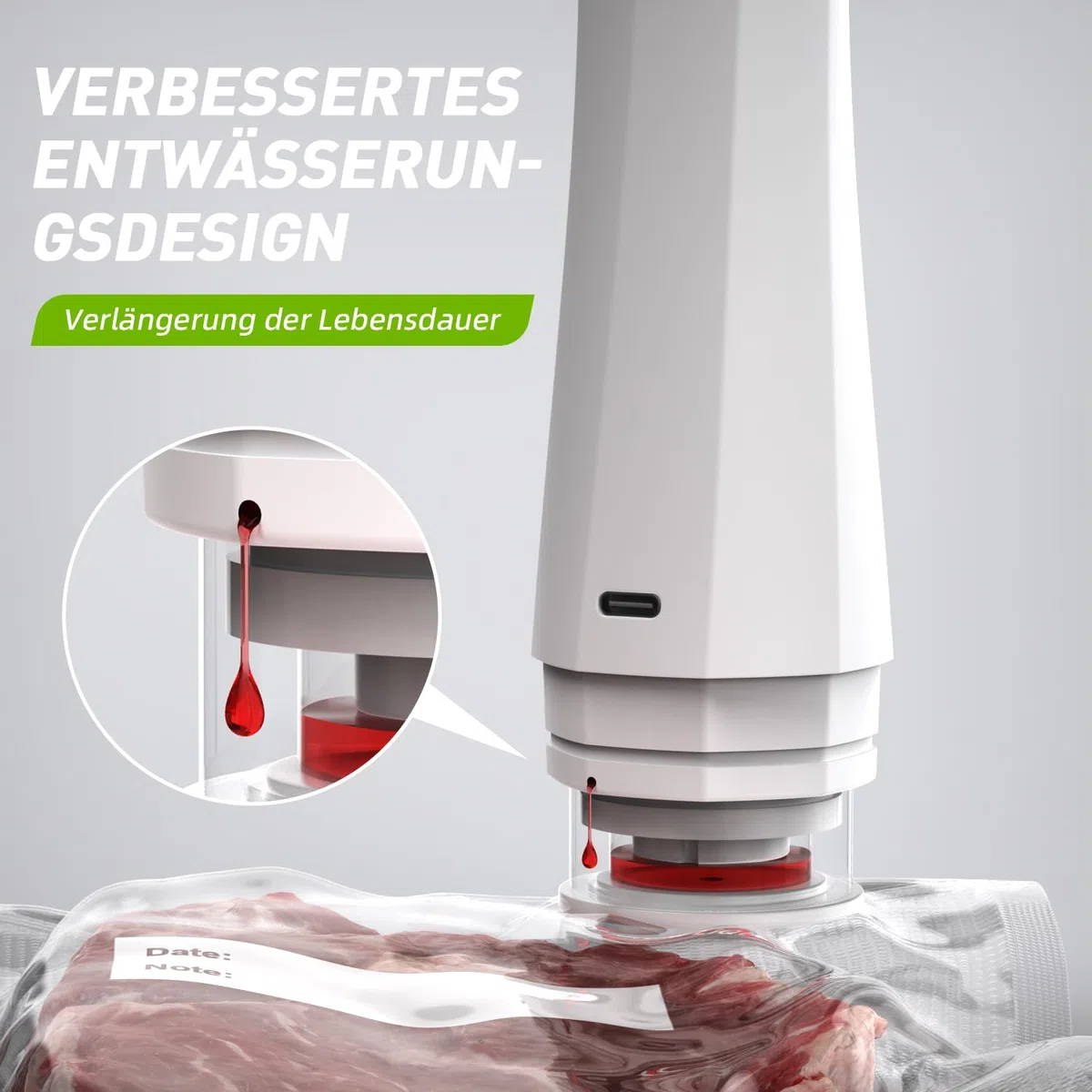Ombrex Mini Vakuumiergerät – Tragbarer Vacuum Sealer mit USB-Aufladung, 30 Wiederverwendbare Vakuumbeutel, 60kPa Leistung, 1-Tasten-Bedienung, Kompaktes Design für Reisen, Büro & Küche