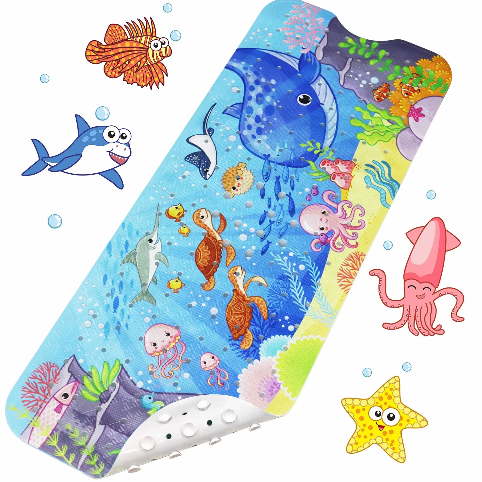 LUZOON Badewannenmatte Kinder, Antirutschmatte 100x40cm Duschmatte Badewanneneinlage Badematte rutschfest Badewanne (Ozean)