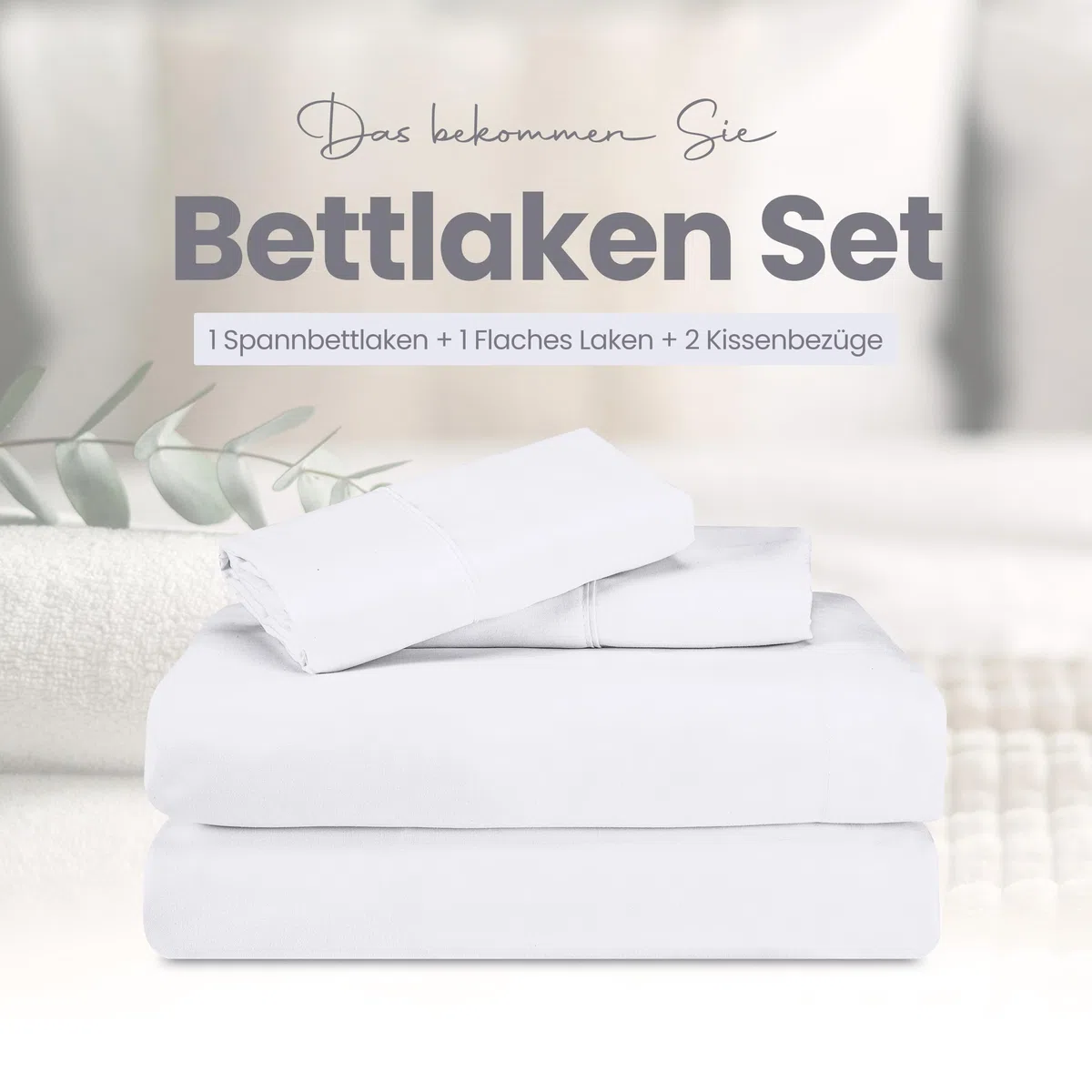 Utopia Bedding 4 Teilige Bettlaken Set 160x200 cm, Weiß - Polyester Microfaser, Oeko-Tex Zertifiziert, 1 Spannbettlaken 160x200 cm, 1 Bettlaken 266x259 cm und 2 Kissenbezüge 50x75 cm