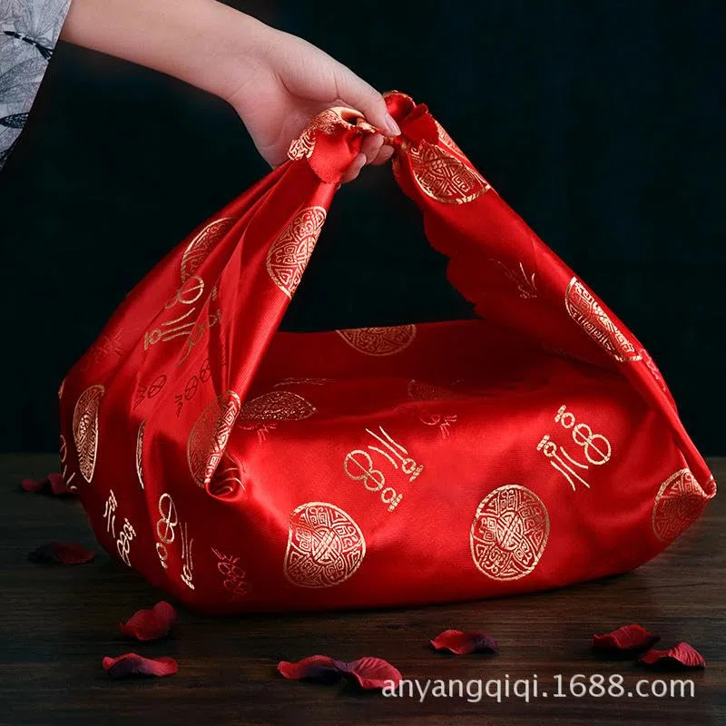10 Stück 85 x 85 cm großes rotes wiederverwendbares Furoshiki-Geschenktuch, klein, japanisch, zum Verpacken von Geschenken, quadratischer Schal, Bento-Geschenktuch