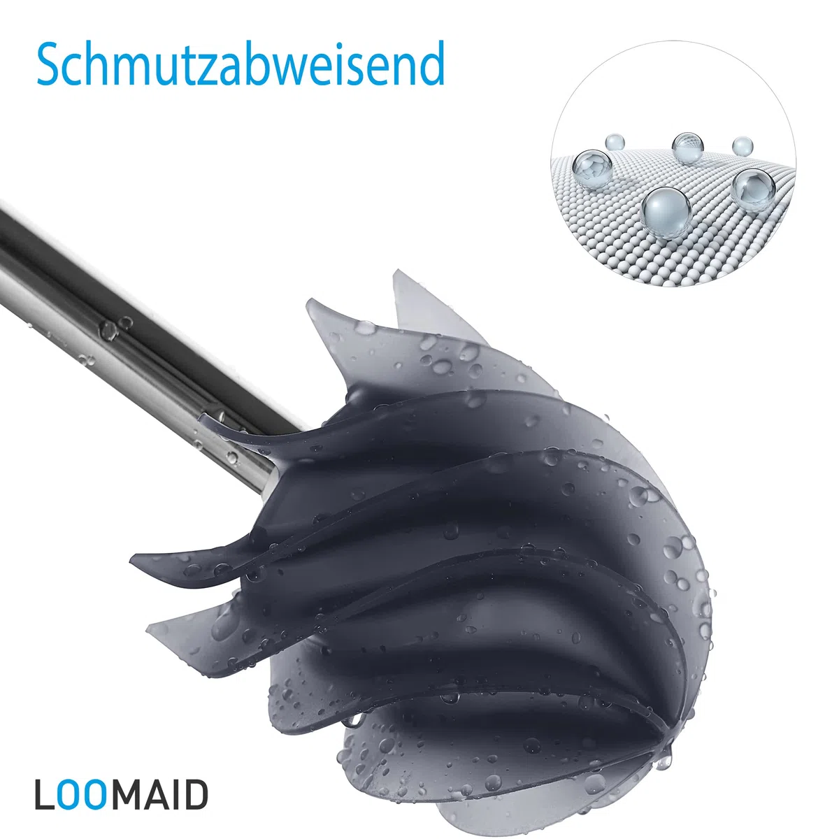 LOOMAID Silikon WC-Bürste mit Lotuseffekt – Made in Germany – Ersatz Klobürste, Toilettenbürste (Grau)