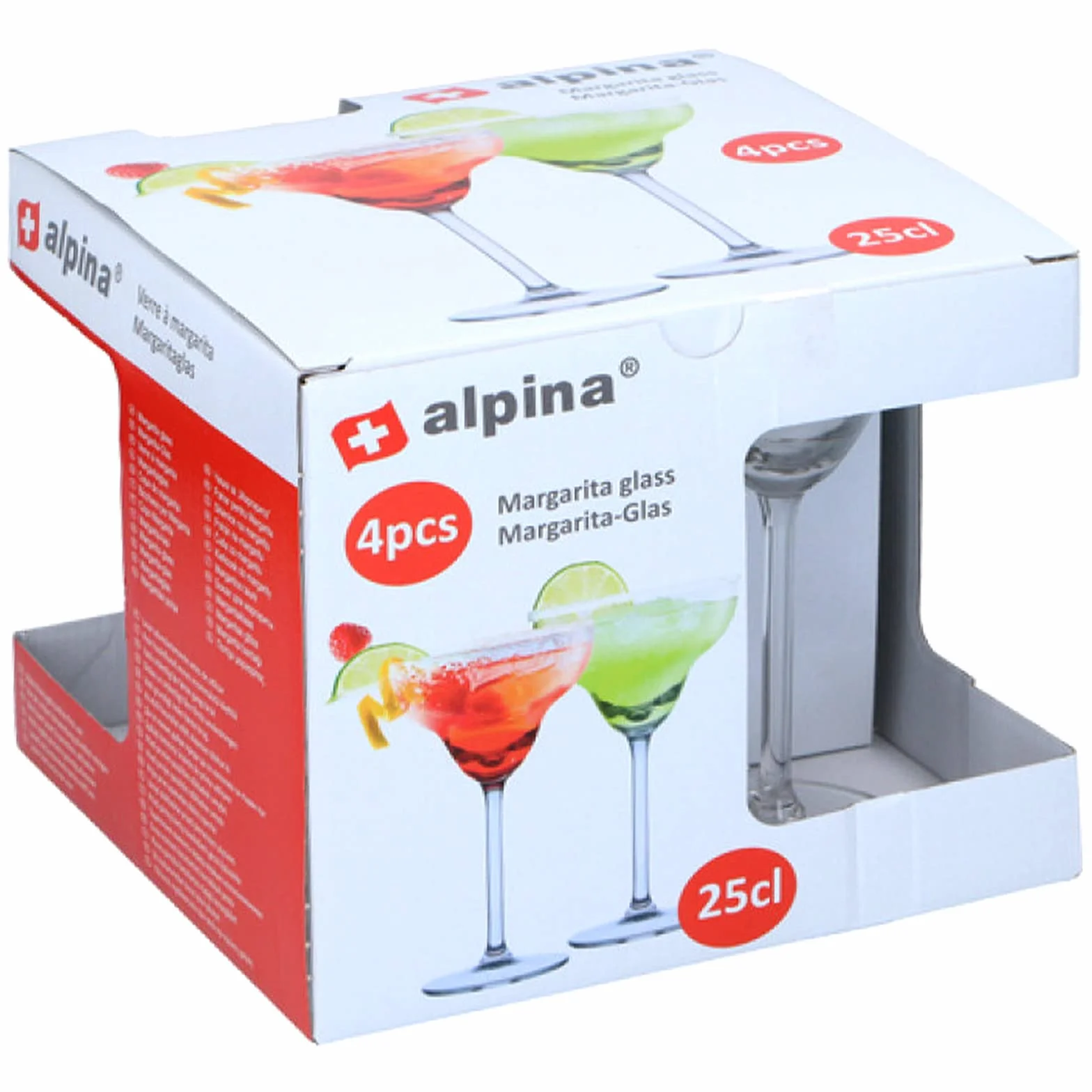 alpina Margarita Gläser Set 4 Stück - Cocktailgläser für Margarita Und Exotische Getränke - Klarglas - 250 ml, Durchsichtig