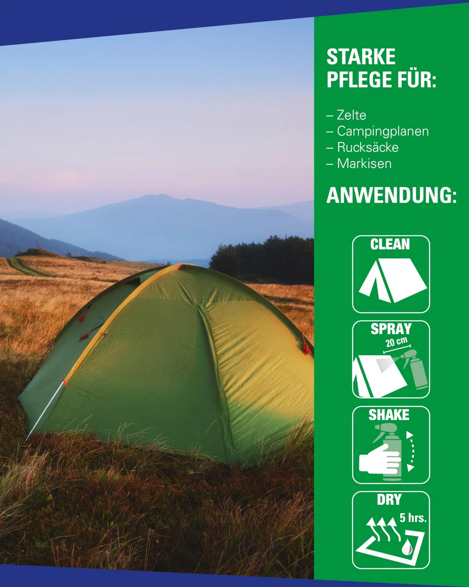 Holmenkol Natural Tent Proof 500ml - Biologisch abbaubares Imprägnierspray für Zelt & Outdoor-Textilien, Wasser- und schmutzabweisende Wirkung, Ideal für Planen, Markisen, Sonnensegel und Rucksäcke