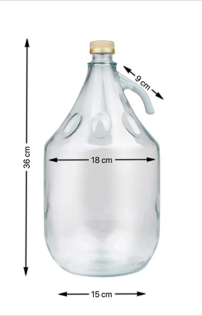 lilawelt24 2X 5L Flasche mit Schraubverschluß + Schwefelpulver GLASBALLON Weinballon GÄRBALLON GLASFLASCHE Flasche Gallone Leere Glasflasche zum Befüllen