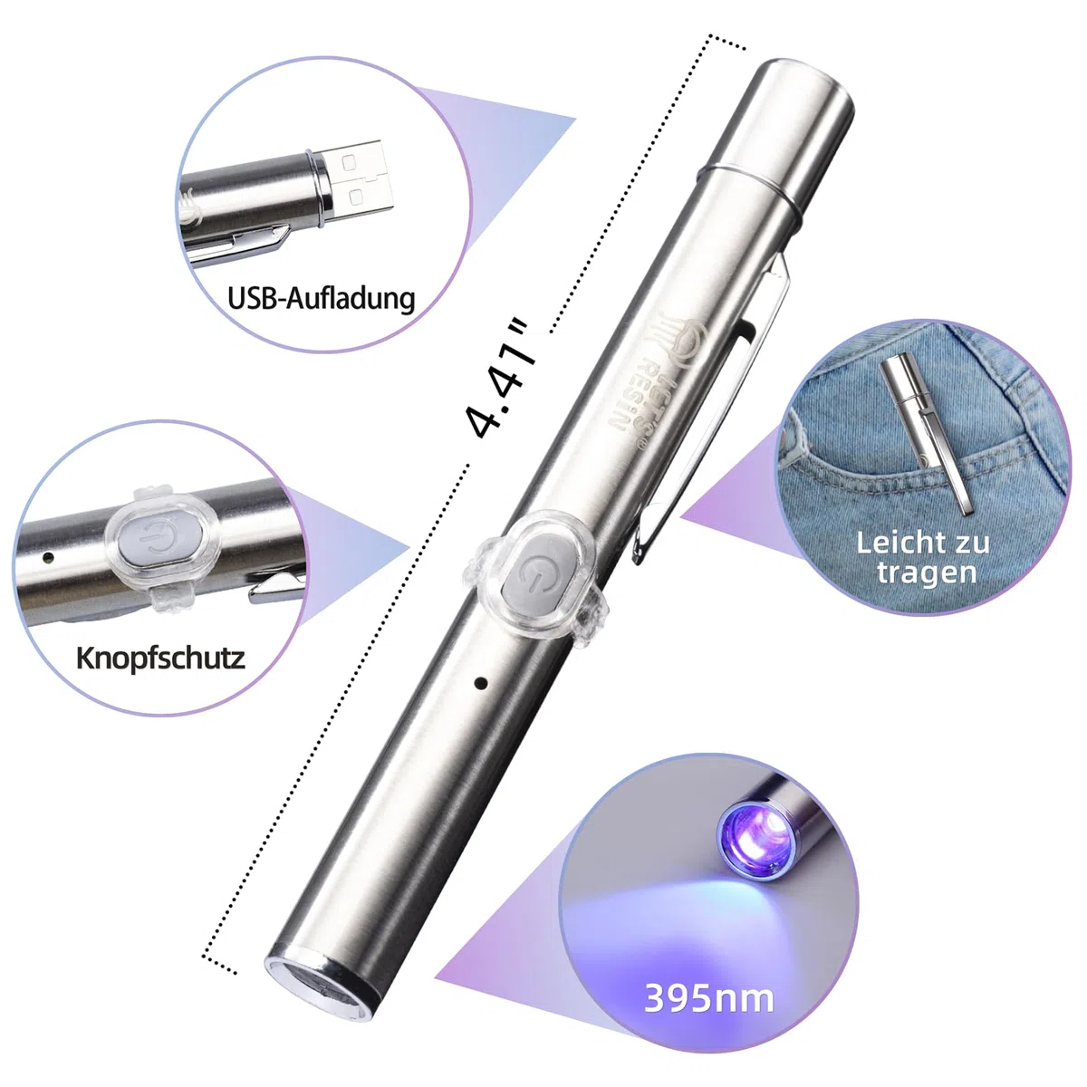 LET'S RESIN UV Resin Set mit UV Lampe, 30g UV Kleber mit lampe, Kleben & Aushärten in Sekunden, Schmuck UV Harz für Kunststoffreparatur, Glaslicht, Basteldekor