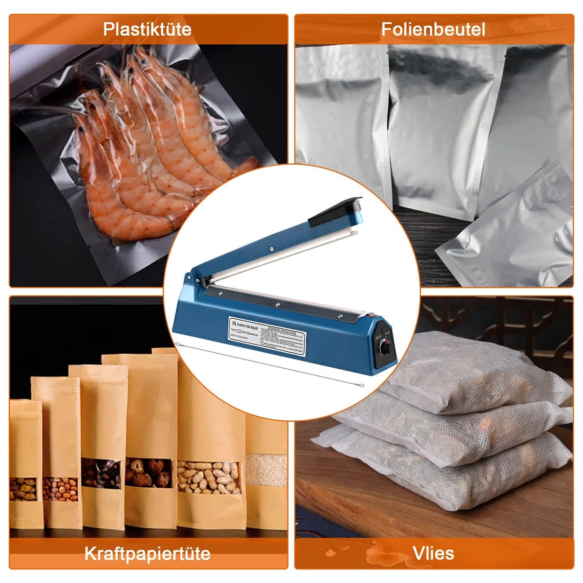 Trintion Heißsiegelgerät 300mm Beutelverschließer Folienschweißgerät Impuls Schweißgerät Verschweißer Zum Verschließen von Thermoplastischen Verpackungen (300mm)