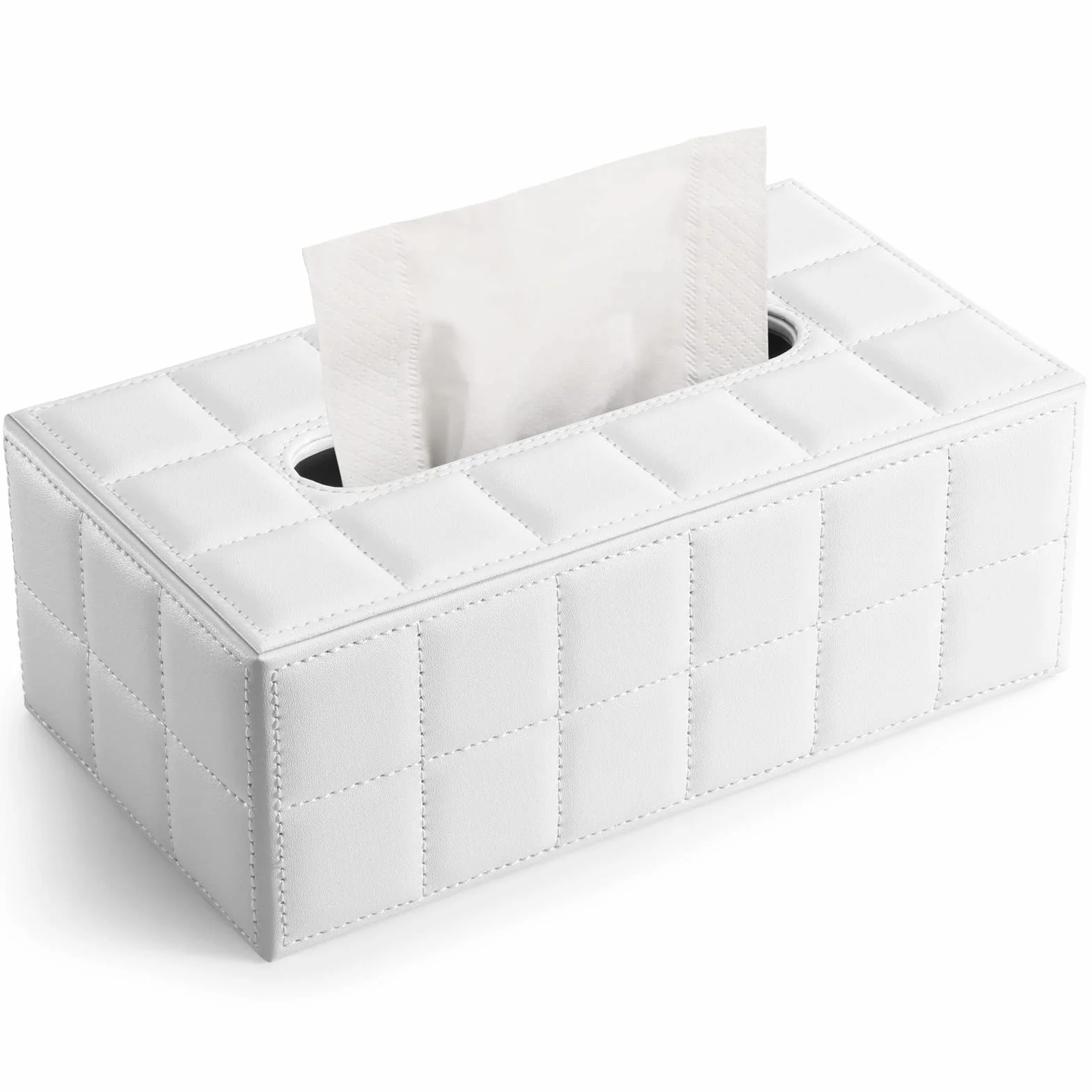 GORESE Kosmetiktücherbox Tücher Box aus Leder (Weiß)