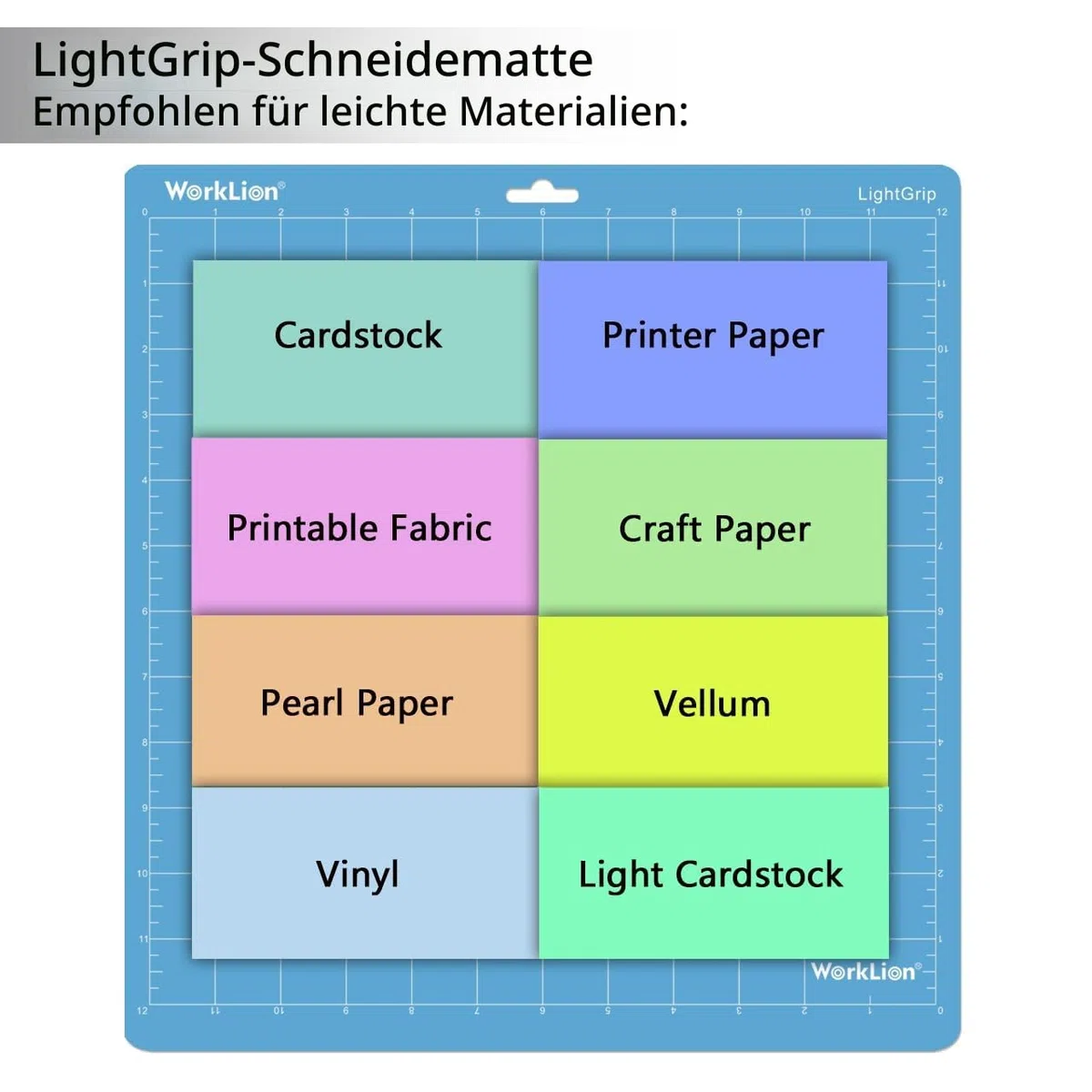 Worklion Schneidematte für Silhouette Cameo 4/5/3/2/1 verschiedene selbstklebende Quilt-Schneidematten Ersatz für Silhouette Cameo Zubehör (4 StandardGrip, 1LightGrip, 1StrongGrip)