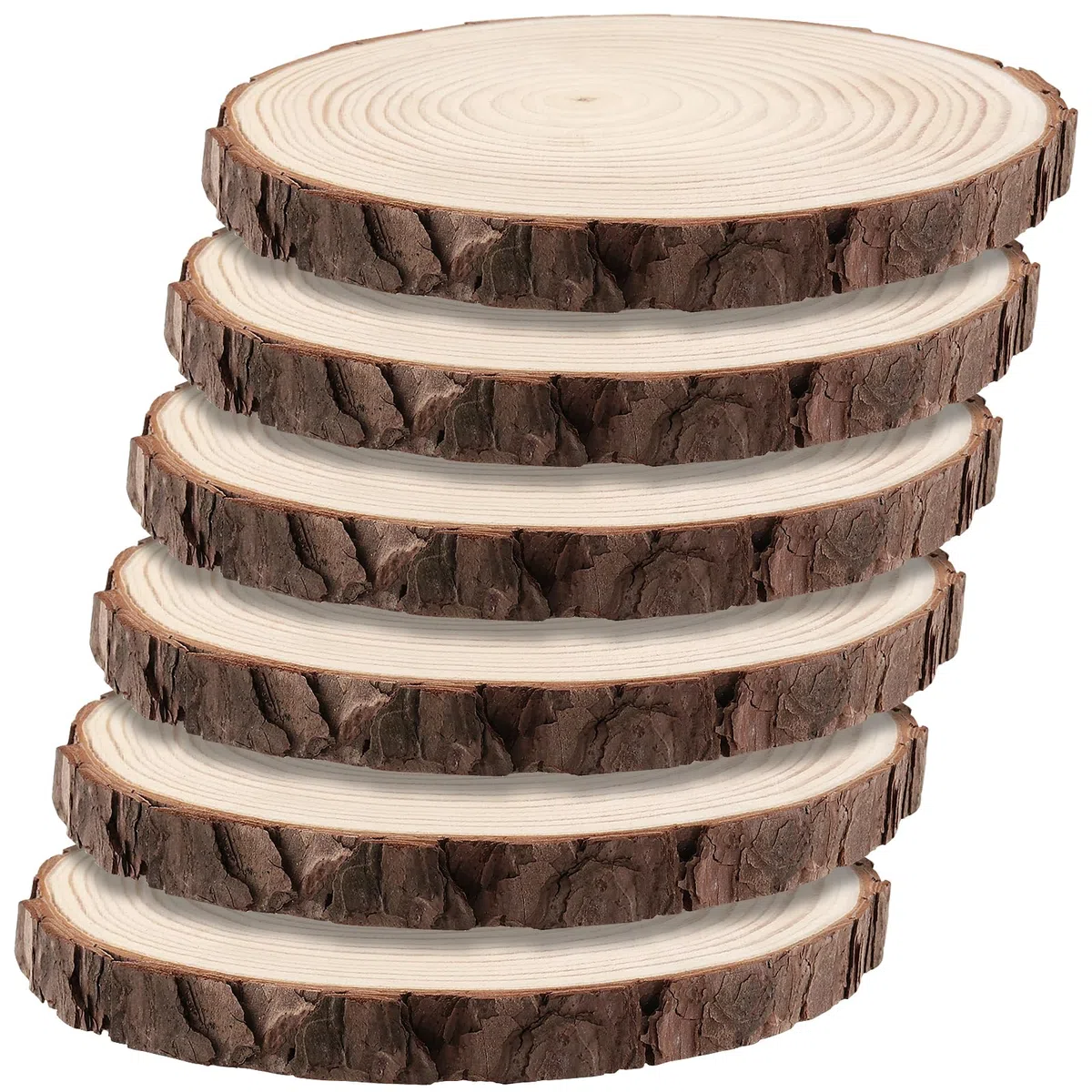 6 Stück 18-20cm Unvollendete Holzkreise, Natur Holzscheiben Rund Baumscheiben, Klein Holzscheiben zum Basteln Weihnachten Ornamente DIY Handwerk