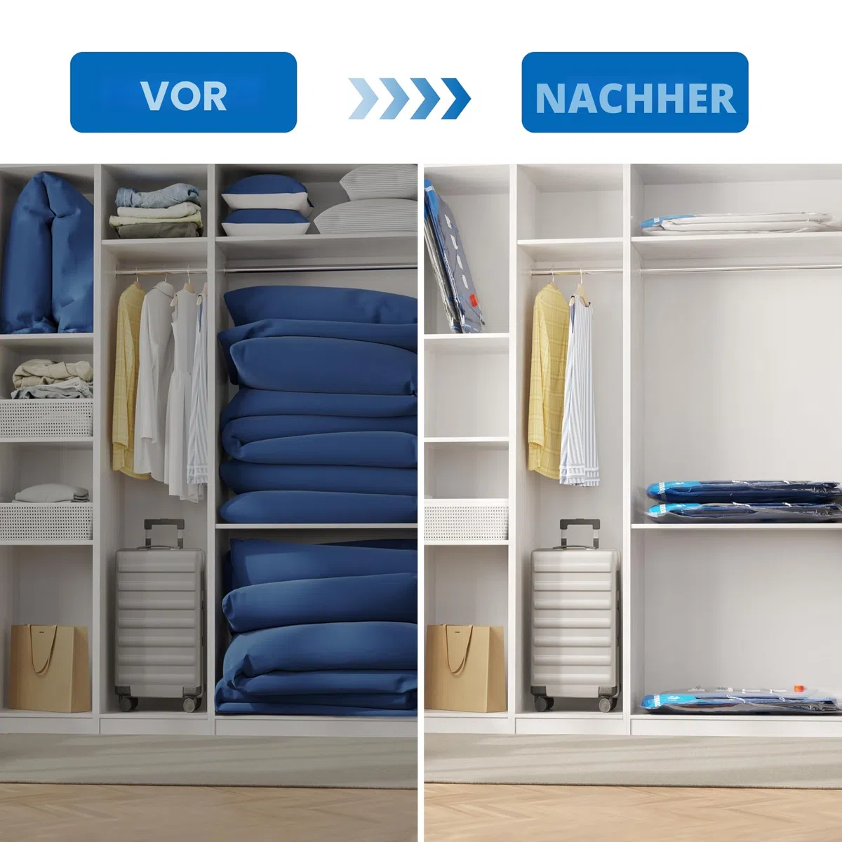 MEIQIHOME 16er Set Vakuumbeutel mit Elektrischer Pumpe – 4J/4L/4M/4S – Kompressionsbeutel für Kleidung, ideal für Umzug, Reise, Lagerung