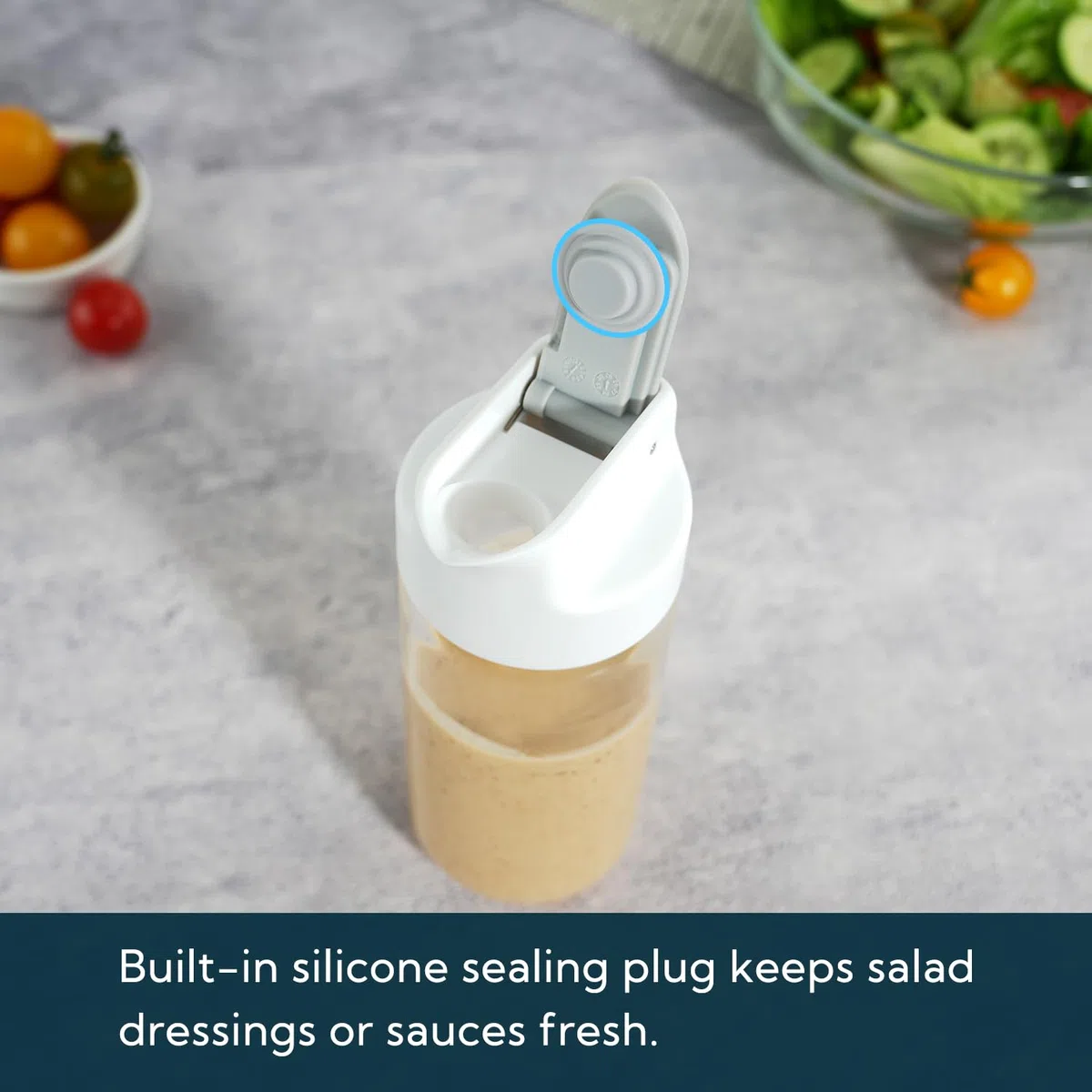 KITCHENDAO Glasflasche für Salatdressings mit Frischeverschluss, tropffreiem Ausgießer, 355 ml Behälter zum Mischen und Dosieren von hausgemachten Öl-Essig-Salatdressings, spülmaschinenfest