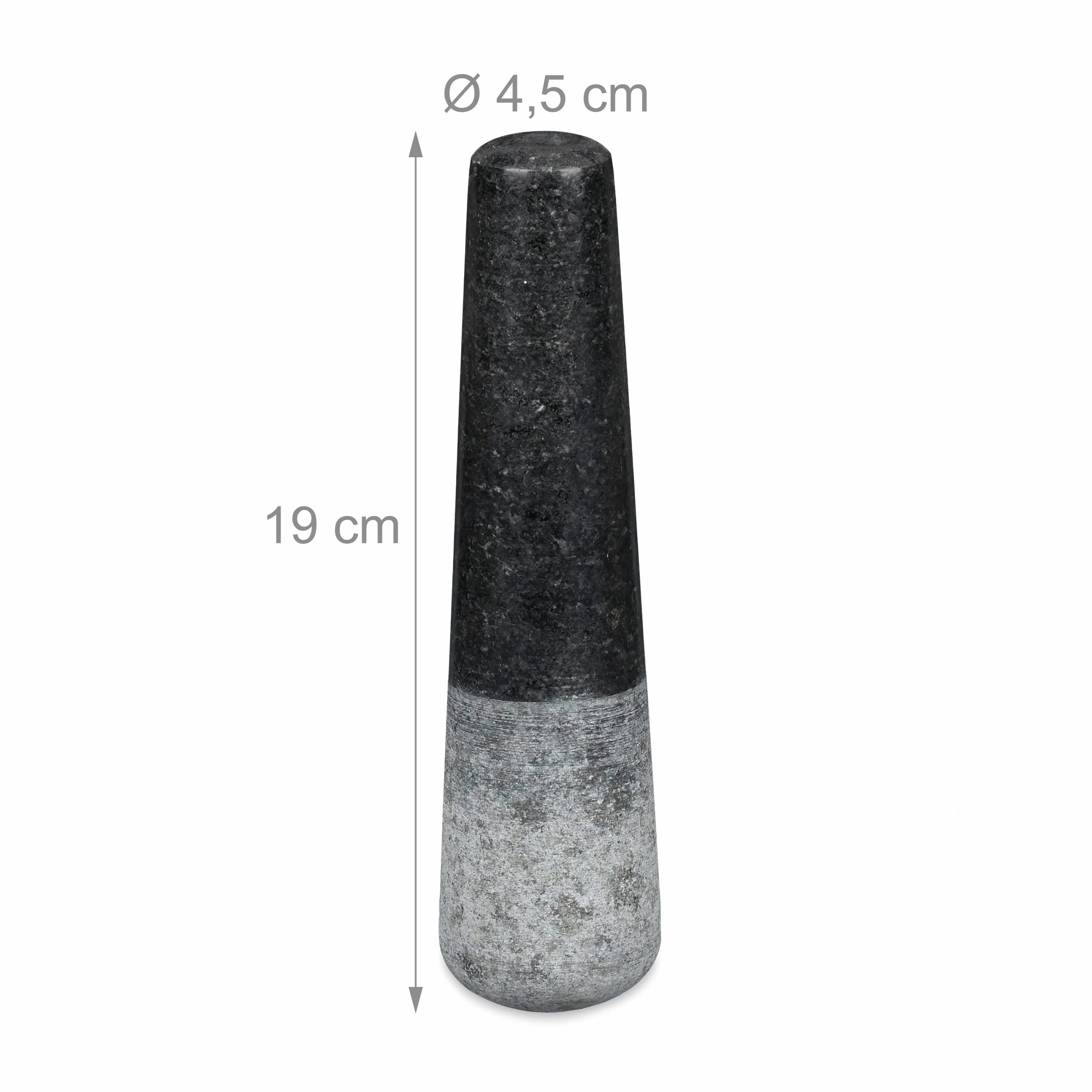 Relaxdays Granit Mörser mit Stößel, robust & langlebig, Gewürze, Kräuter, polierter Steinmörser, Ø 13 cm, 500ml, schwarz