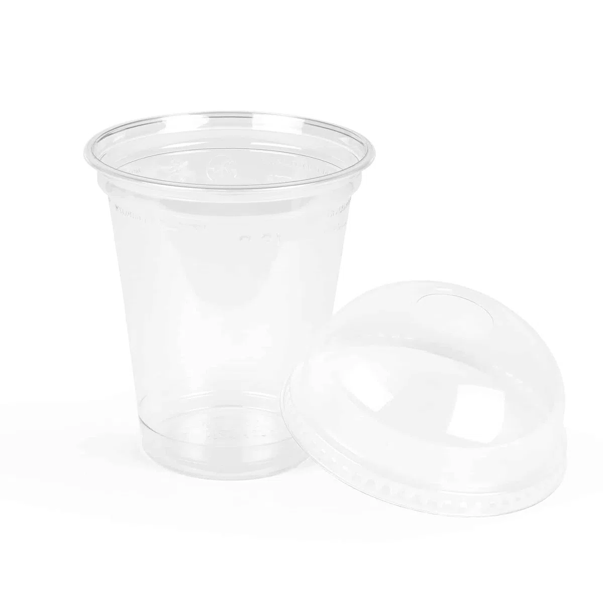Inoverse 50 Stück Smoothie Becher to Go 300 ml, Dessertbecher, Plastikbecher für Eiskaffee, Cocktail, Bubble Tea mit Domdeckel mit Loch
