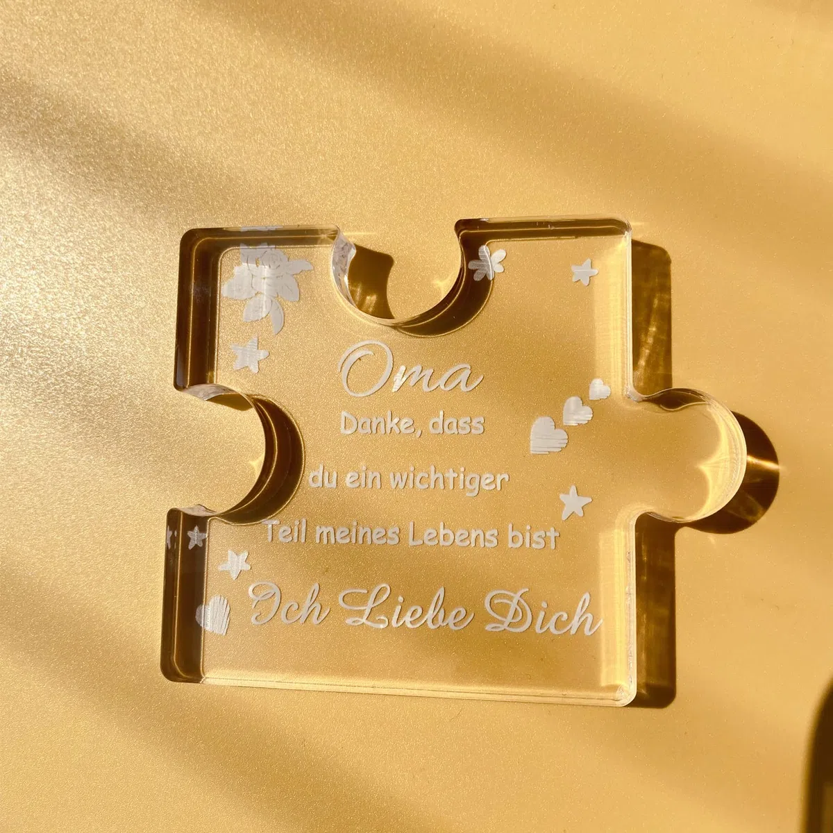 RISFIHEI Oma Geschenk, Geschenk Oma Geburtstag, Gravierte Acryl Block Puzzle, Geschenke für Oma zum Großelterntag Muttertag Weihnachten, Sinnvolle Geschenke für Oma (Oma)