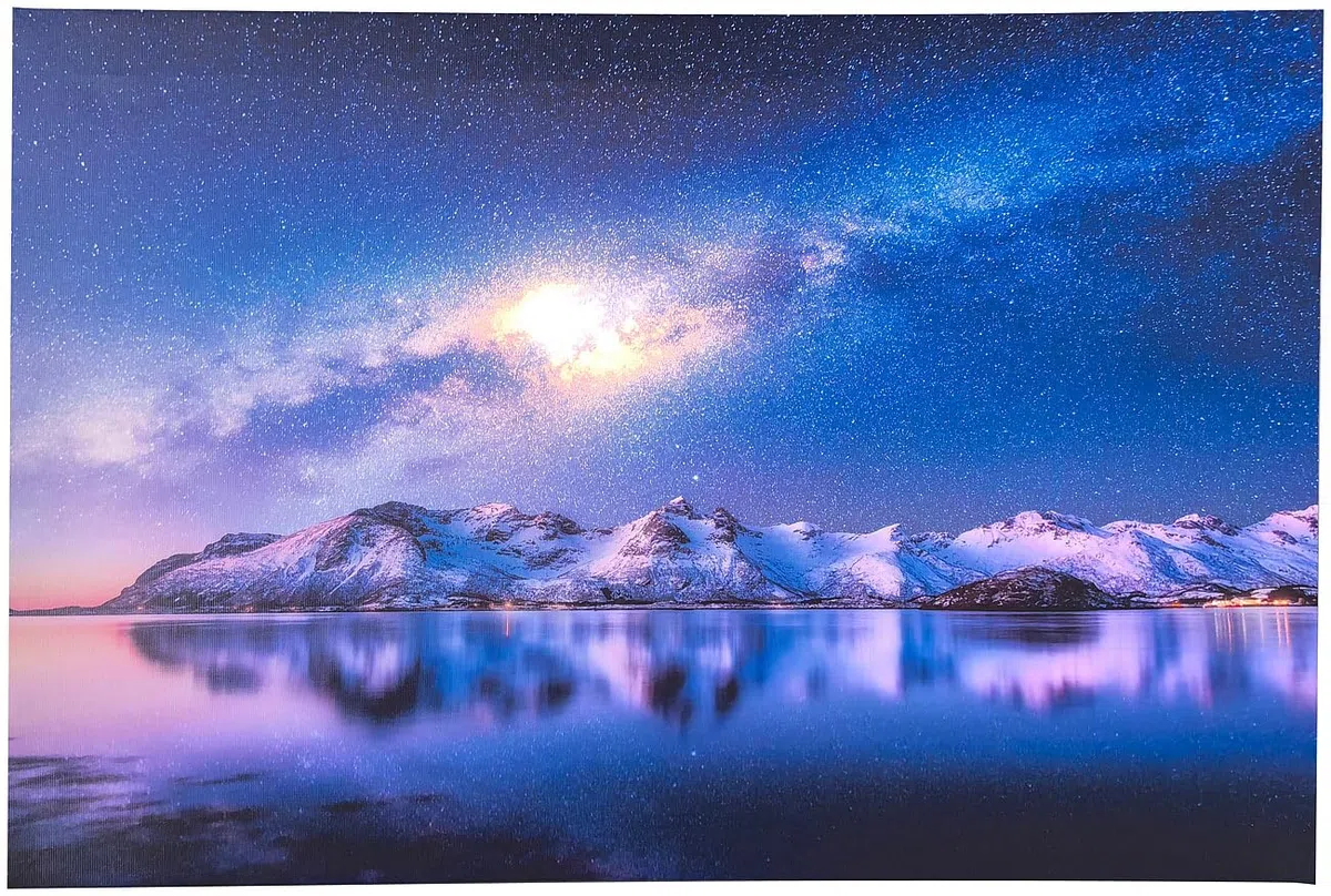 infactory Bild: Animiertes LED-Wandbild Sternschnuppe, 38 x 58 cm (Weihnachtsdeko Bilder mit LED, Weihnachten Winter, Kerze)