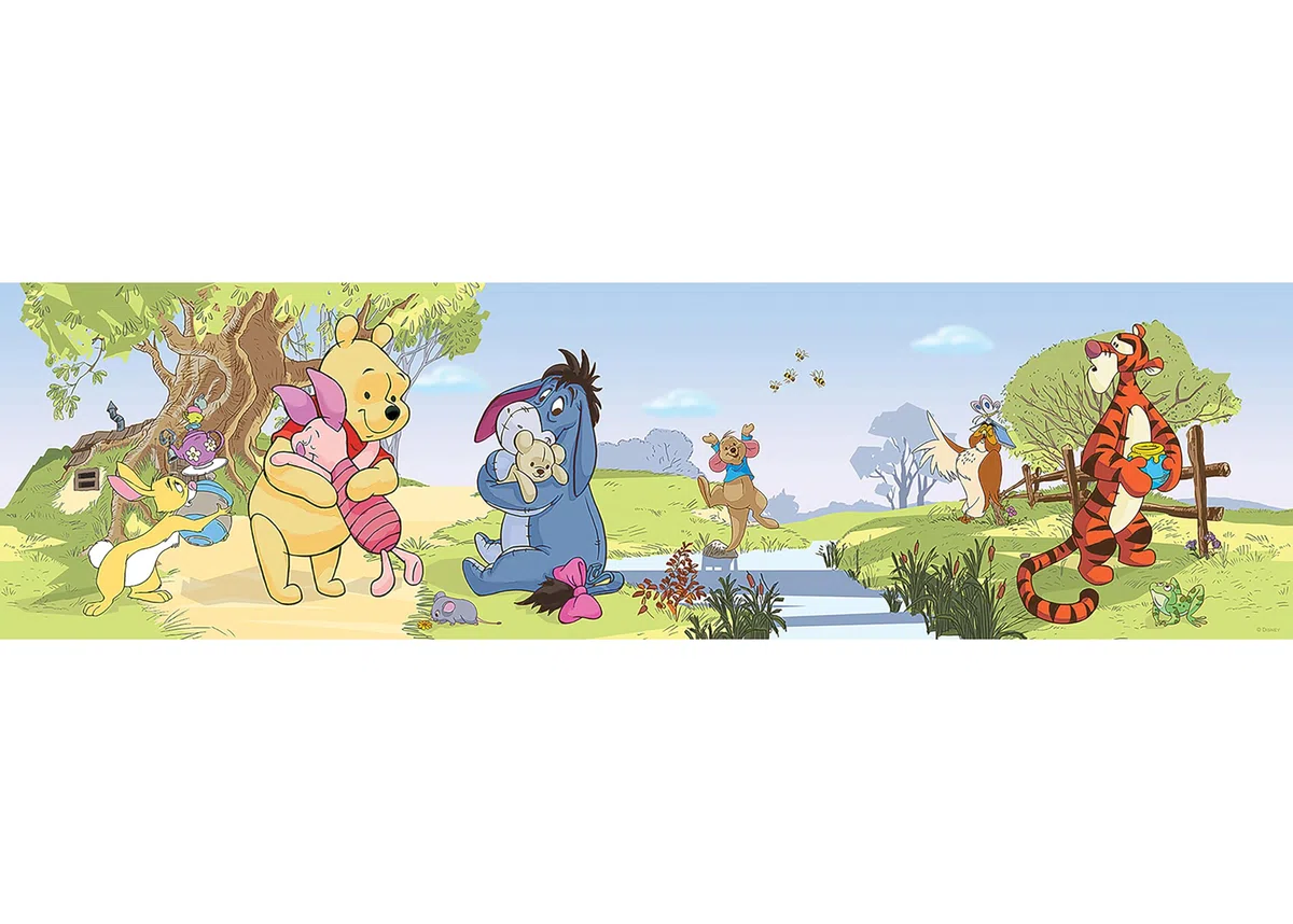 AG Design Selbstklebende Bordüre Disney Winnie Puuh, WBD 8070 | Wasserfest Kinderzimmer Wand Dekoration | Wandbordüre für Mädchen und Junge | Folie, Mehrfarbig | Breite 500 cm x Höhe 13.8 cm