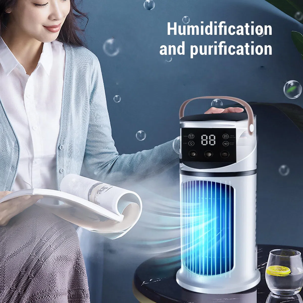 Yosoo Health Gear Luftkühler-Luftbefeuchter, Wassergekühlter USB-Desktop-Lüfter, für den Einsatz Im Wohnheim Im Büro Freien