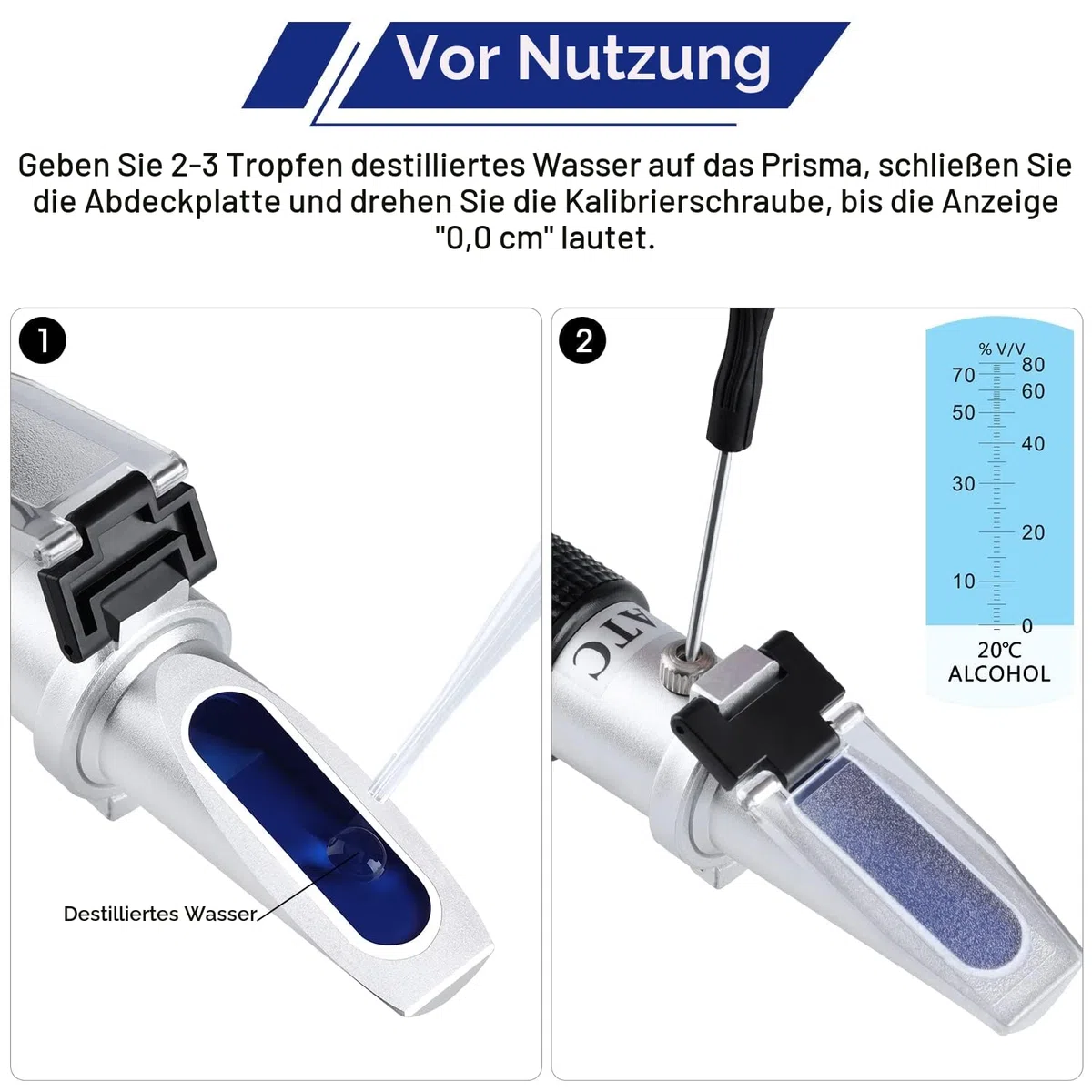 Hochpräzises Alkohol Refraktometer 0-80% v/v, Handgehaltenes Alkohol Gehaltsmessgerät, Tragbares Refraktometer Alkoholmessgerät für Bourbon Vodka Gin Tequila Mezcal Whisky Scotch etc.