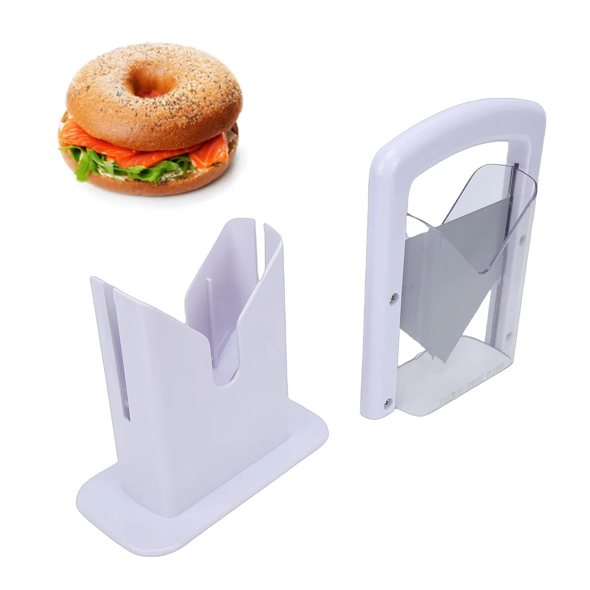 Bagelschneider, mit Transparenter Sicherheitsabdeckung, Zum Schneiden von Bagels, Brot, Muffins und Brötchen, Abnehmbares Design, Leicht zu Reinigen