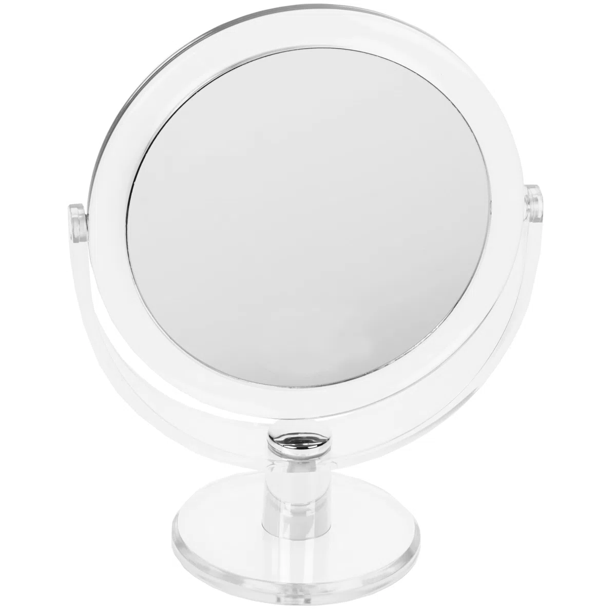 Fantasia Standspiegel rund - zweiseitig, normal und 7-fache Vergrößerung, Make Up Spiegel Ø 16cm, Höhe: 22cm, Metall/Acryl