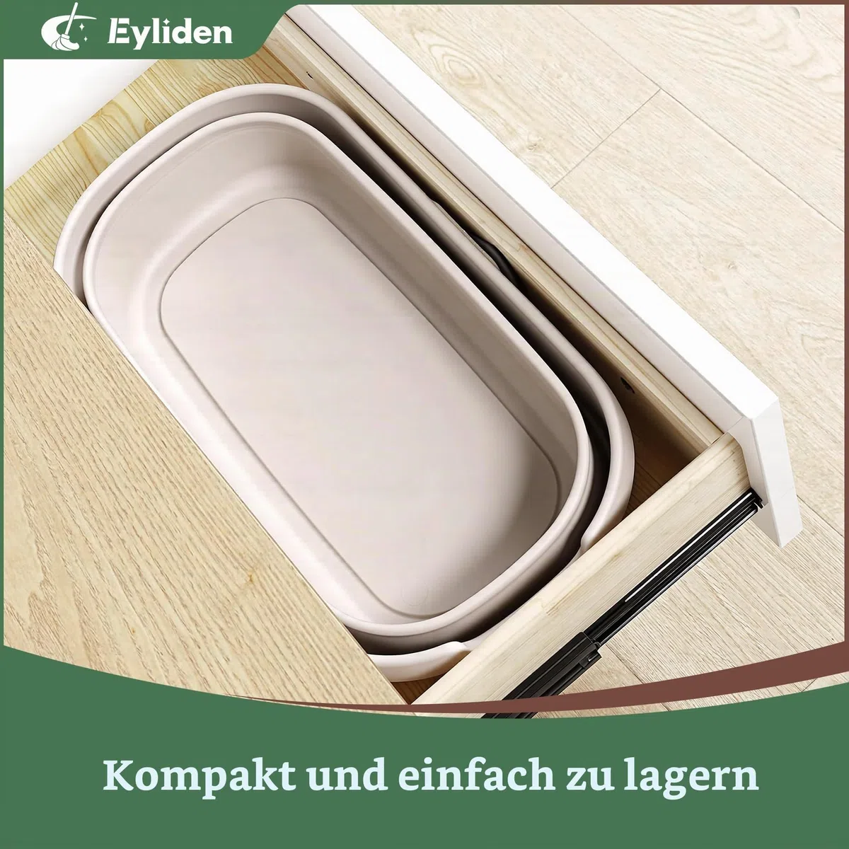 Eyliden 10L Faltbarer Eimer, Rechteckiger Kunststoffeimer zur Reinigung und Aufbewahrung, Tragbarer Putzeimer Wassereimer für Haushalt, Camping, Reisen, Gartenarbeit