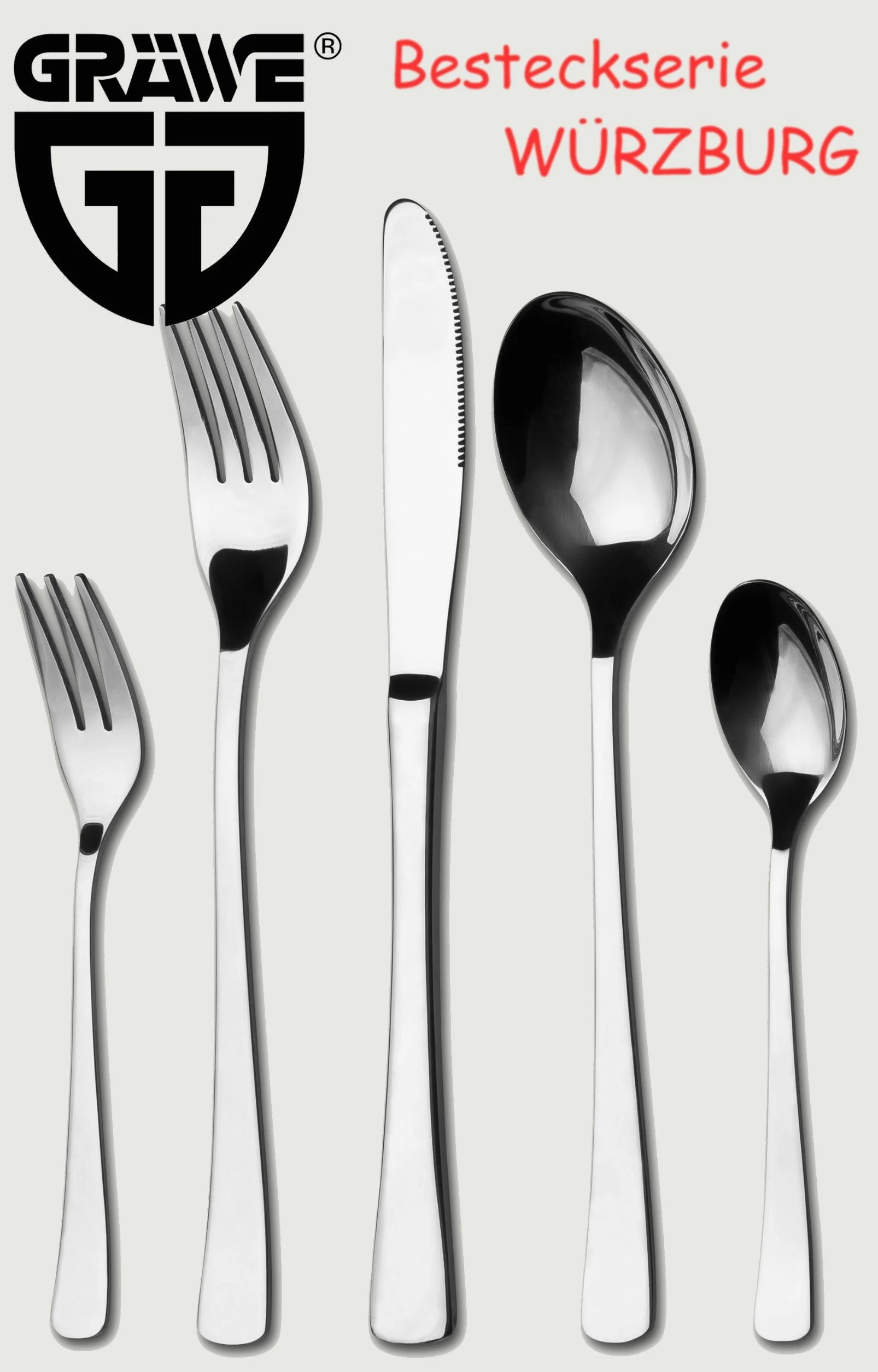 GRÄWE® 6 x Tafellöffel Edelstahl, Serie WÜRZBURG