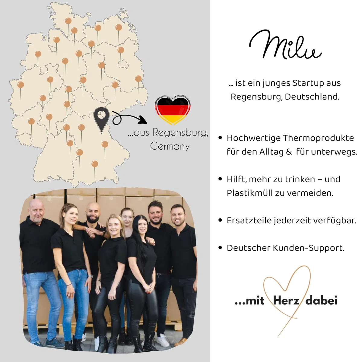 Milu French Press Kaffeebereiter | 350ml, 600ml, 1L | Glas Kaffeepresse, Kaffeezubereiter für Zuhause Reisen Camping inkl. Untersetzer, Löffel, Ersatzfilter (Schwarz, 1000ml (5 Tassen)