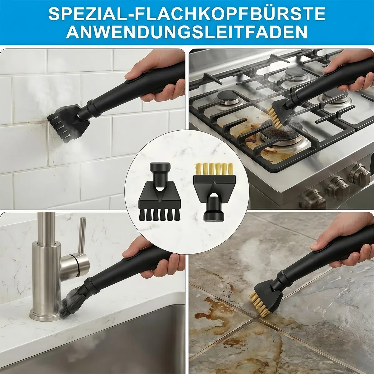 12 Stück Dampfreiniger Zubehör für Kärcher, Kompatibel mit SC1 SC2 SC3 SC4 SC5, Dampfreiniger Ersatzteile für Kärcher, Inkl Rundbürste Flachbürste Düsen Mikrofaser-Tuch, für Küche Bad Auto