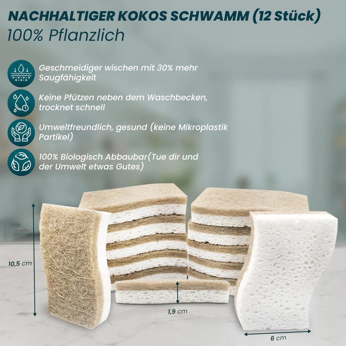 Spülschwamm Nachhaltig Küchenschwämme Biologisch Abbaubar Naturschwamm Umweltfreundlicher Kokosschwamm (12)