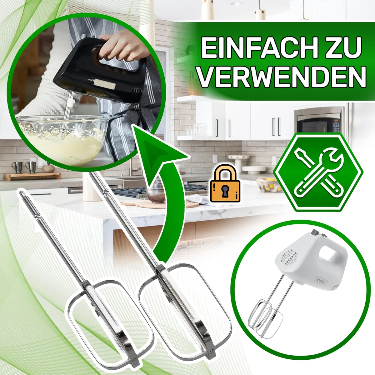 ONIX TECH 2 Stück Rührbesen für Handmixer mit dem Originalcode KW717421 für Kenwood - Garantie 5 Jahre