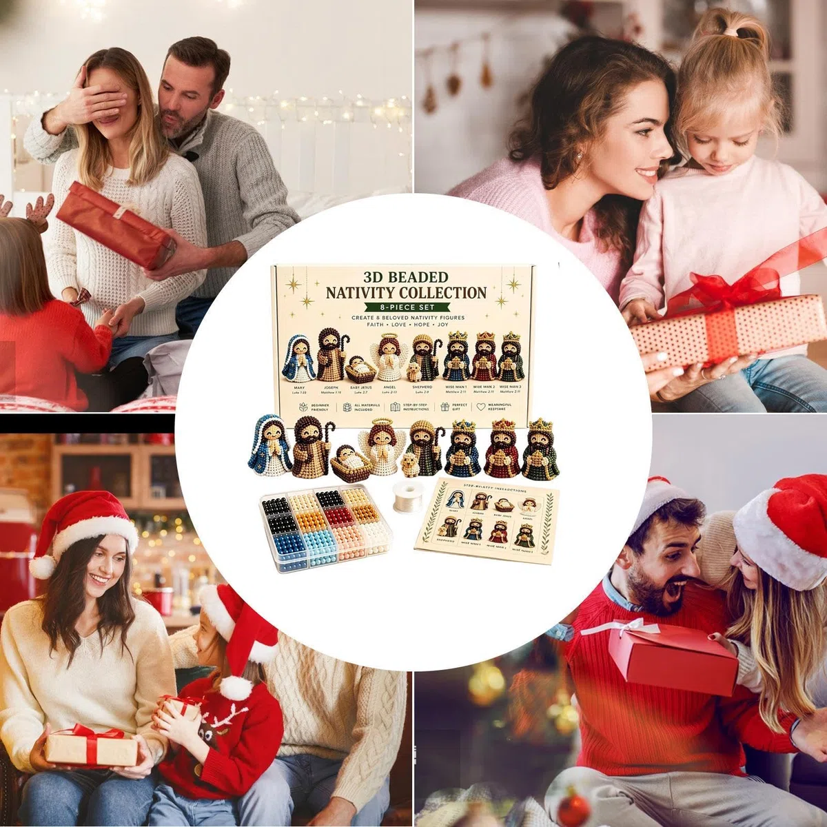 Generisch DIY Christian Beading Kit, Christliche Krippenfiguren Bastelsets Mits Perlen, handgefertigtes 3D-Perlen-Kunst-, Für Männer Frauen Erwachsene Papa Ehefrau Ehemann Freunde