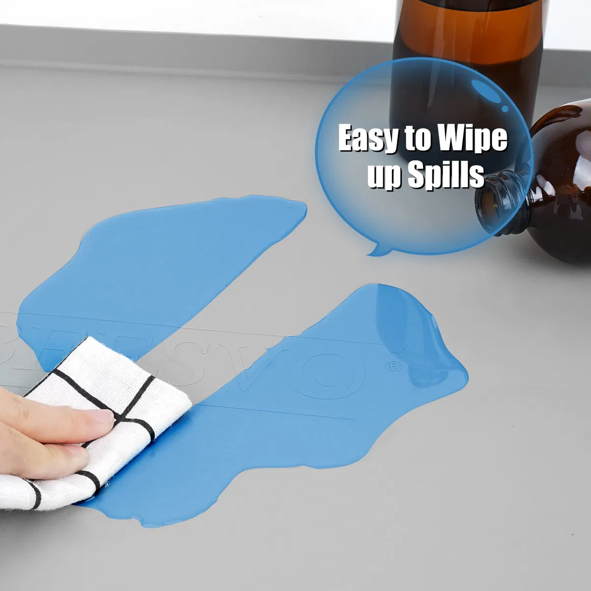 Unterspülematte für Küche, wasserdicht, 48,3 x 48,3 cm, Silikon-Unterspüle, Küchen- und Badezimmerschrank-Schutzmatte, strapazierfähig, flexibel, Abtropfschale mit Lippe, kühles Grau