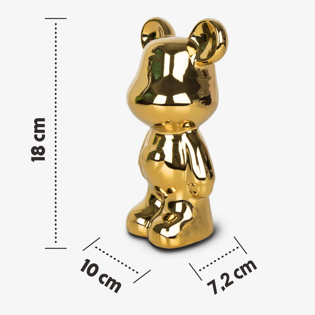 Bär-Statue aus Keramik – Hochglänzende Oberfläche in edlem Gold, 18 cm hoch, dekorative Skulptur mit metallischem Glanz für Wohnzimmer, Bücherregale und Sideboards