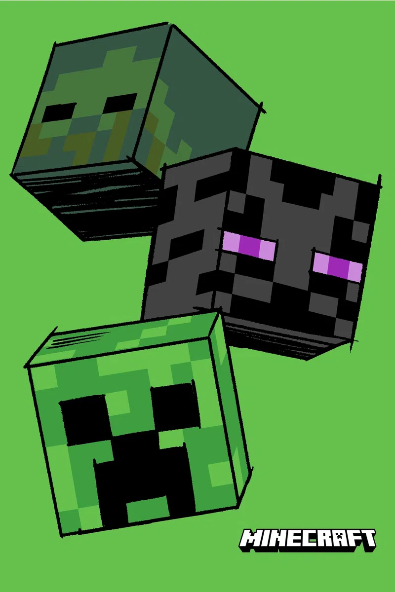 Minecraft Gamer Decke, Polyester, Grün mit Creeper Design, Pflegeleicht, 100x150cm, für Gaming und Kinderzimmer (Grün)