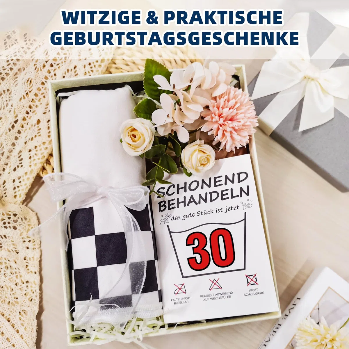 Giftota Lustige Geschenk 30 Geburtstag Männer Frauen - 160 x 80 cm Mikrofaser Strandtuch & Badetuch mit Geburtstagskarte 30, Strandhandtuch Schnelltrocknend - Schonend Behandeln 30