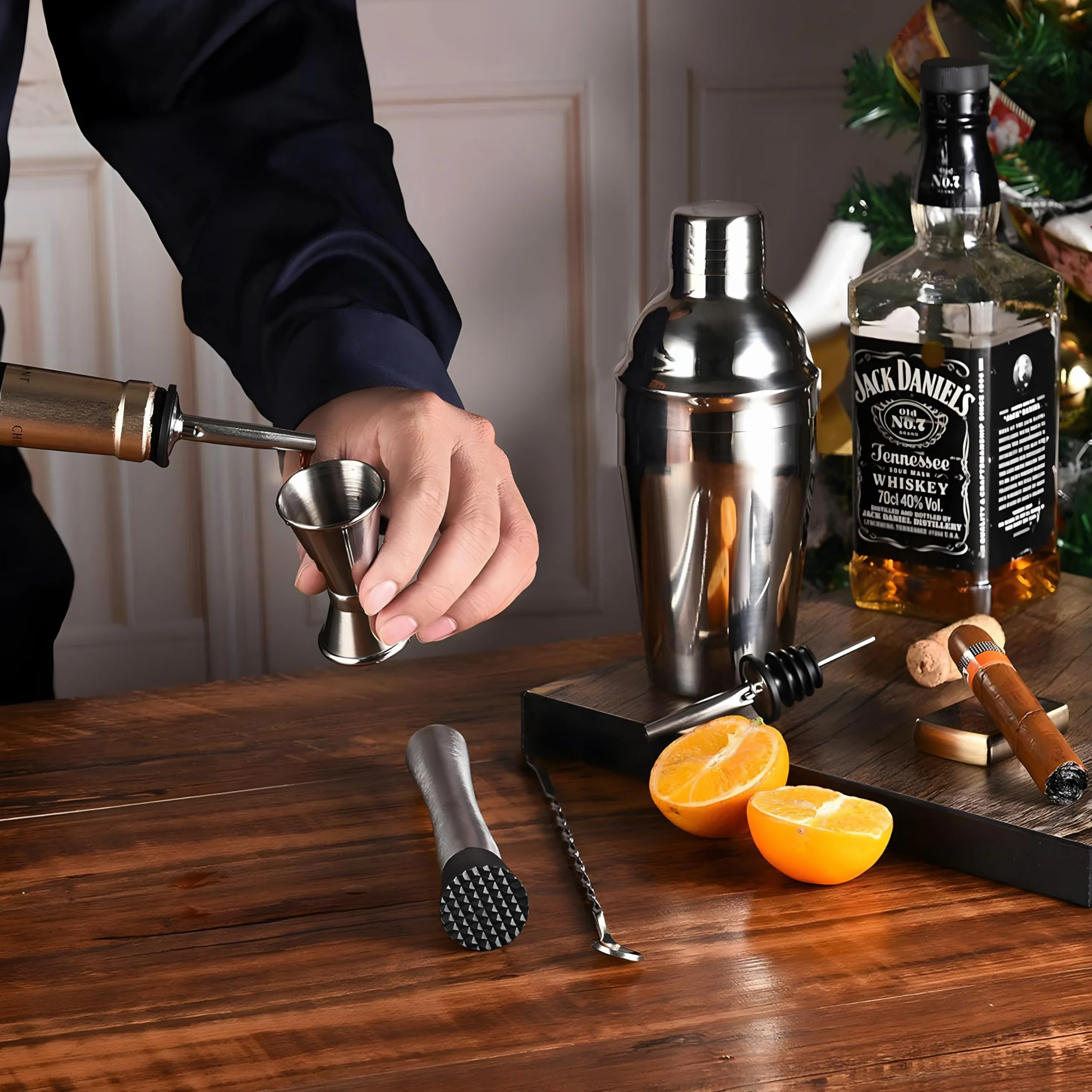 Retoo Cocktail Shaker Set, 6 Stück Edelstahl Cocktail Mix 750ML Bar Tools, Shaker Bar Zubehör, Professionelles Cocktail Mixing, Barware Set für Zuhause oder die Bar