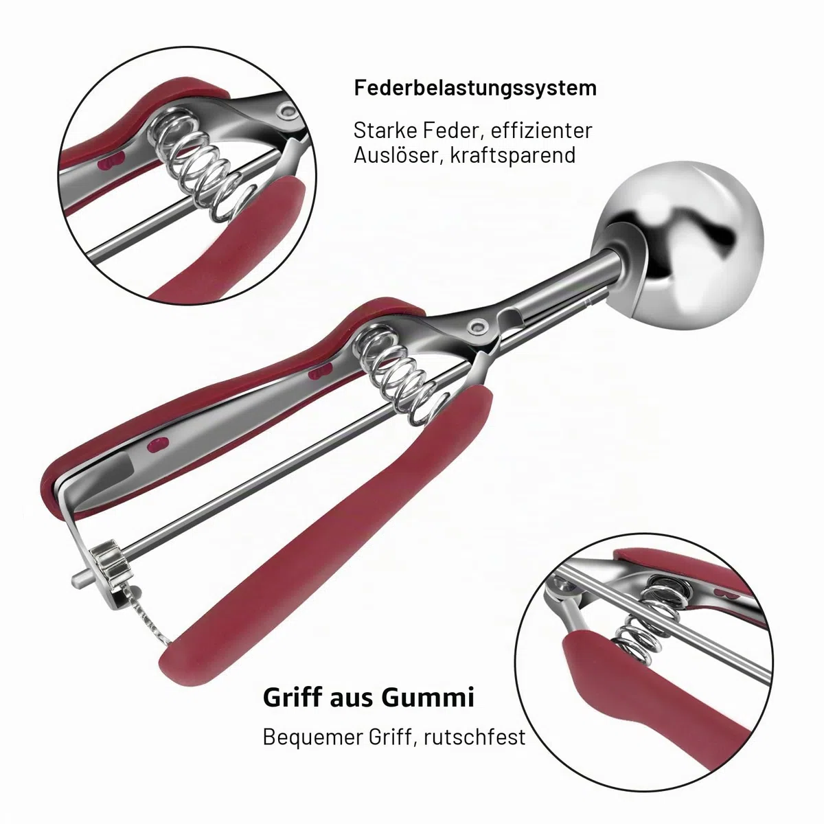 Cookie Portionierer Set, 3-teiliges Eisportionierer Set aus Edelstahl, Plätzchenportionierer mit Auslöser (1 EL/2 EL/3 EL), Teigportionierer für Keksteig, Muffins, Cupcakes, Melonen