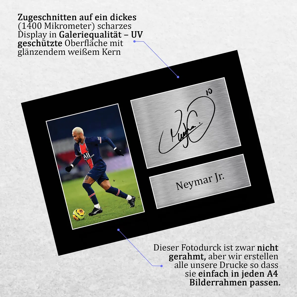 HWC Trading Neymar Jr Paris Blue and Reds Geschenke Gedrucktes Signiertes Autogramm Foto für Fußball Anhänger and Fans - A4