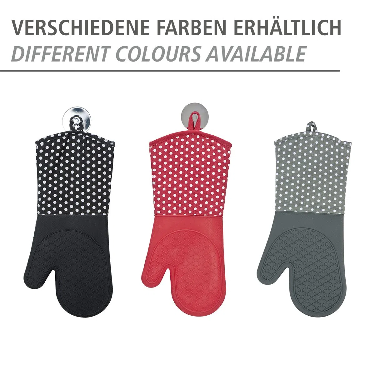 WENKO Topfhandschuhe mit Handflächen aus Silikon, 1 Paar, praktischer Küchenhelfer, auch als Grillhandschuh verwendbar, hitzebeständig, 18,5 x 37,5 cm, Schwarz