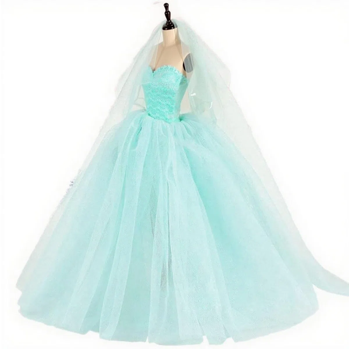 Abree 3 Stück Kleider Set Abendkleid Ballkleid Prinzessin Kleidung Dress Bekleidung mit Brautschleier für Puppen Weihnachten Party Geschenke (A)