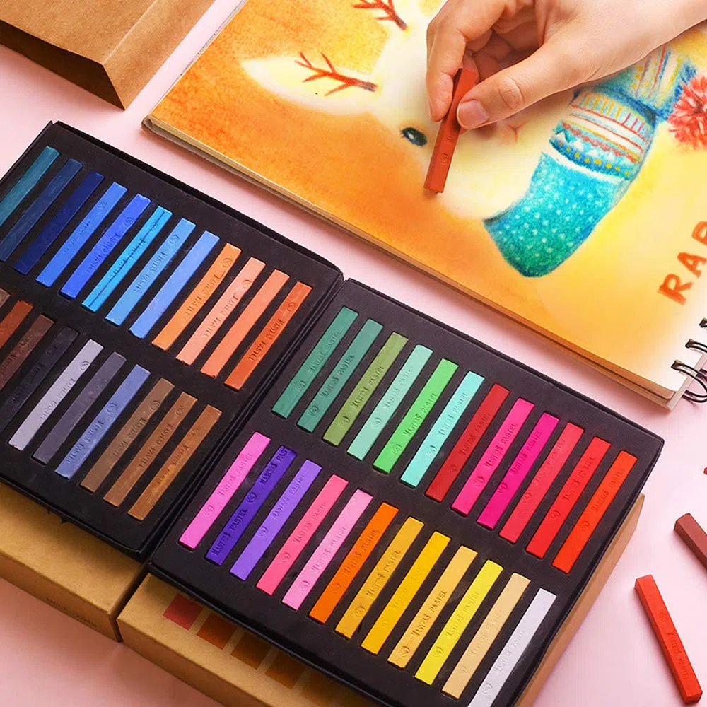 SIXRUN Pastellkreide quadratisch – Weiche Pastellstifte für Kunststudenten & Hobbykünstler, 12 Farben, ideal für Zeichnen, Malen und Schattierung