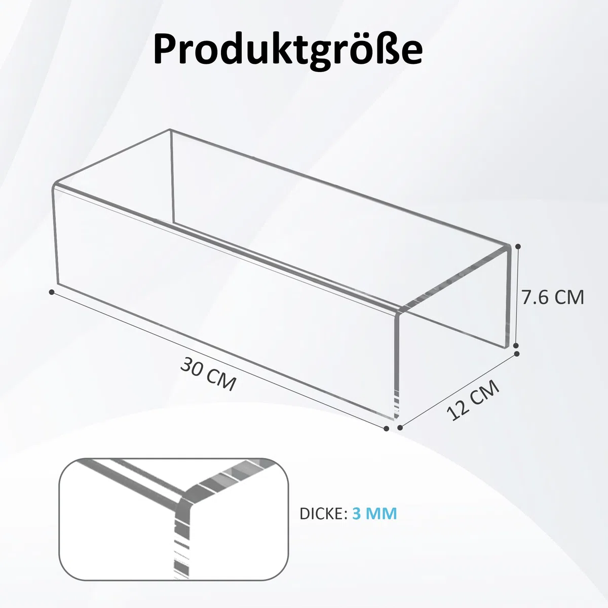 Sezanrpt Acryl Regal Riser 30x12x7.5cm Packung von 2, Desktop rechteckige Acryl Tablett Sockel Ständer für Figur, Taschen, 30x12x7.5cm