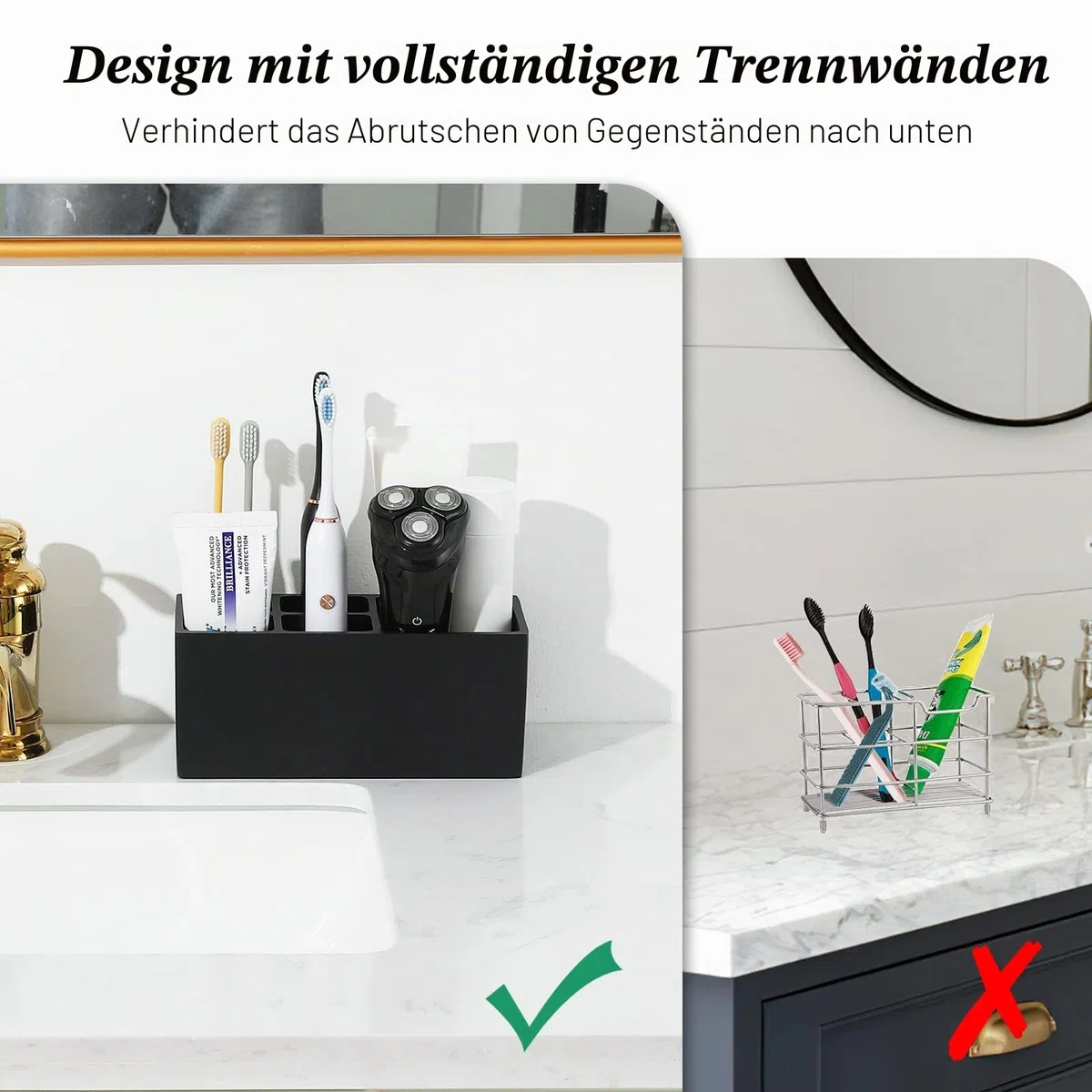 Luxspire Elektrische Zahnbürstenhalter, 5 Fächer Harz Zahnbürstenhalterung Zahnputzhalter Kinder Zahnbürsten Organizer Badezimmer für Zahnbürste Bürstenkopf Zahnpastaständer Badezimmer Caddy, Schwarz