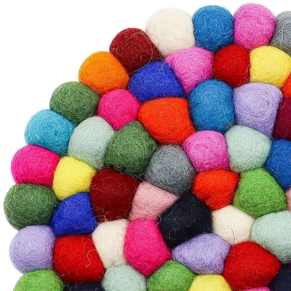 2er-Set runde Filz-Untersetzer handgefertigt in Nepal Mehrfarbig hitzebeständig Esstisch Schreibtisch als Wärmeisolierung Deko-Accessoire,Dekorzubehör(20 cm)