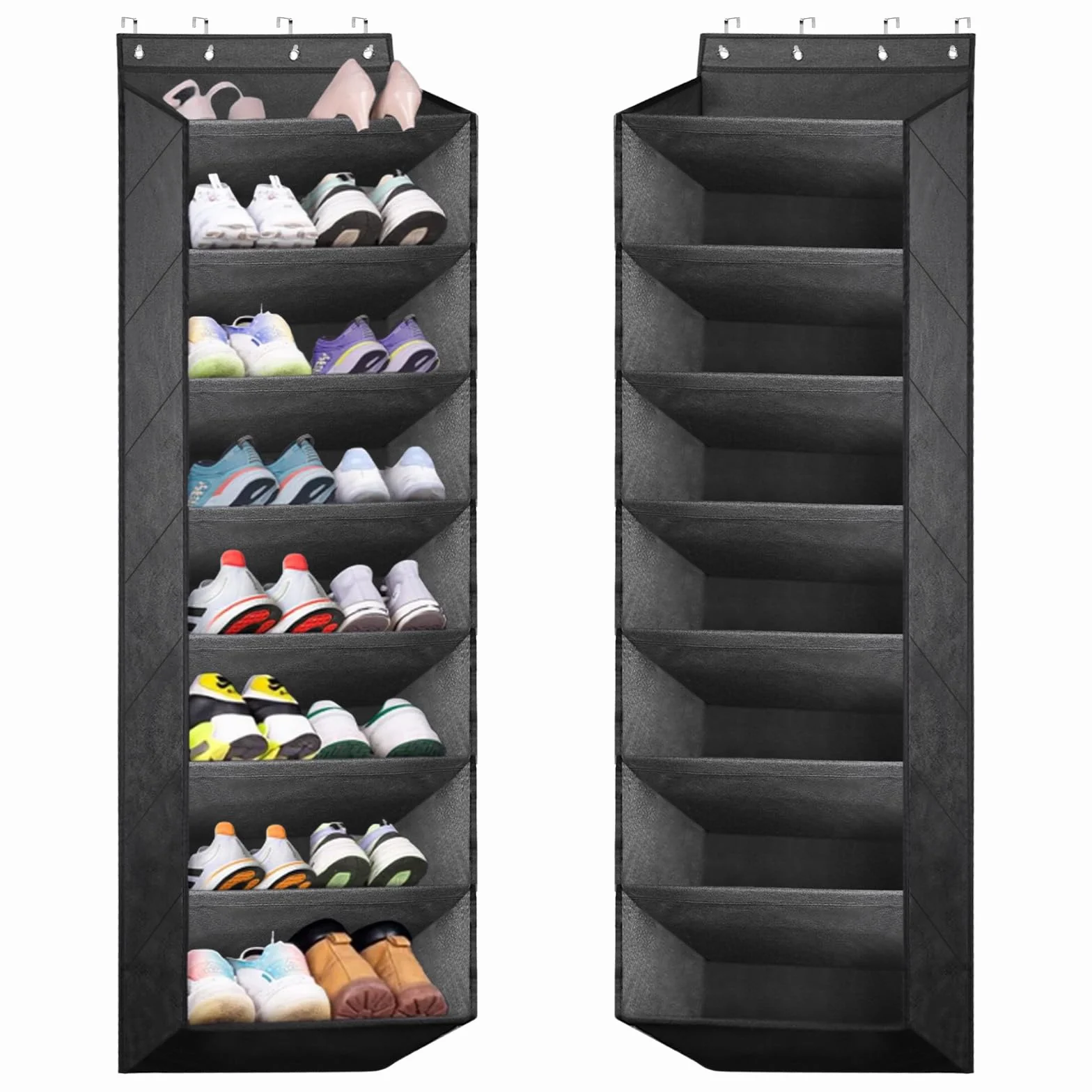 Schuhregal Tür, Schuhregal Hängend, Schuh Organizer Hängend, Schuhaufbewahrung Tür mit 8 Tiefen Taschen Passt 20-Paar Schuh, (Schwarz)