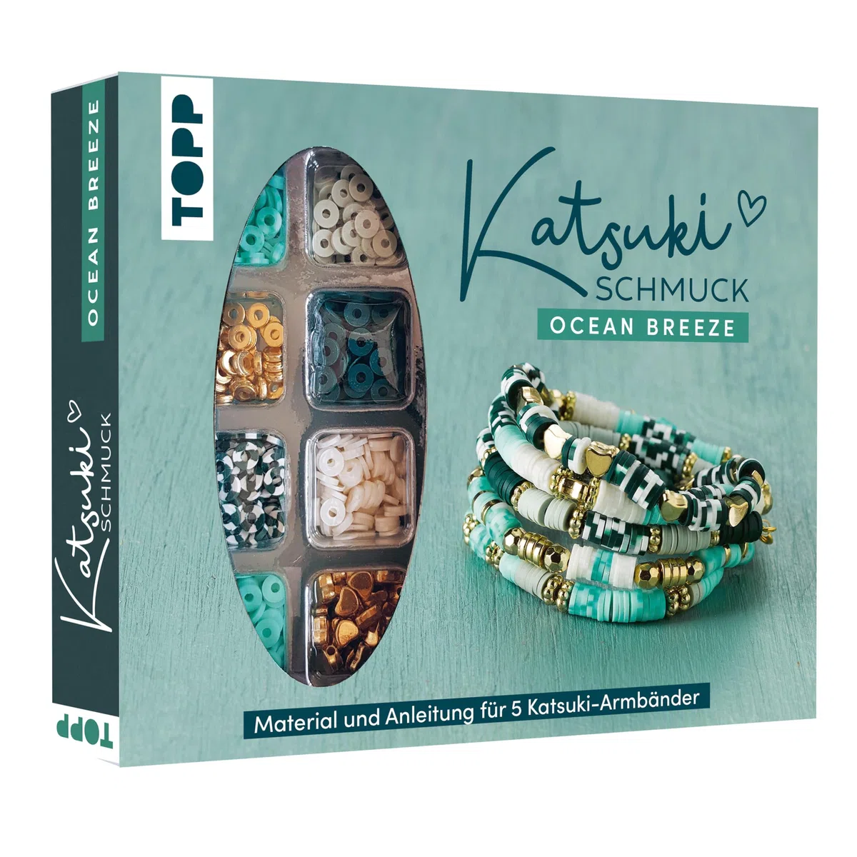 Katsuki Schmuck Ocean Breeze: Anleitung und Material für fünf Armbänder in Trendfarben mit Goldelementen (Katsuki (Schmucksets und Anleitungen))