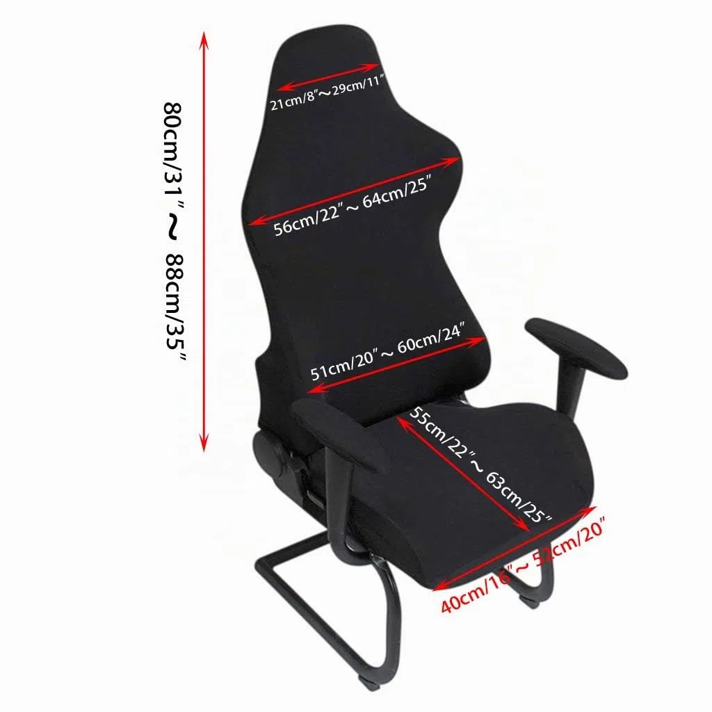 BTSKY Gaming-Stuhlhussen, ergonomisch, dehnbar, für Büro- und Computerstuhl, auch für Liegesessel, Rennstil, Schwarz (Stühle Nicht enthalten)