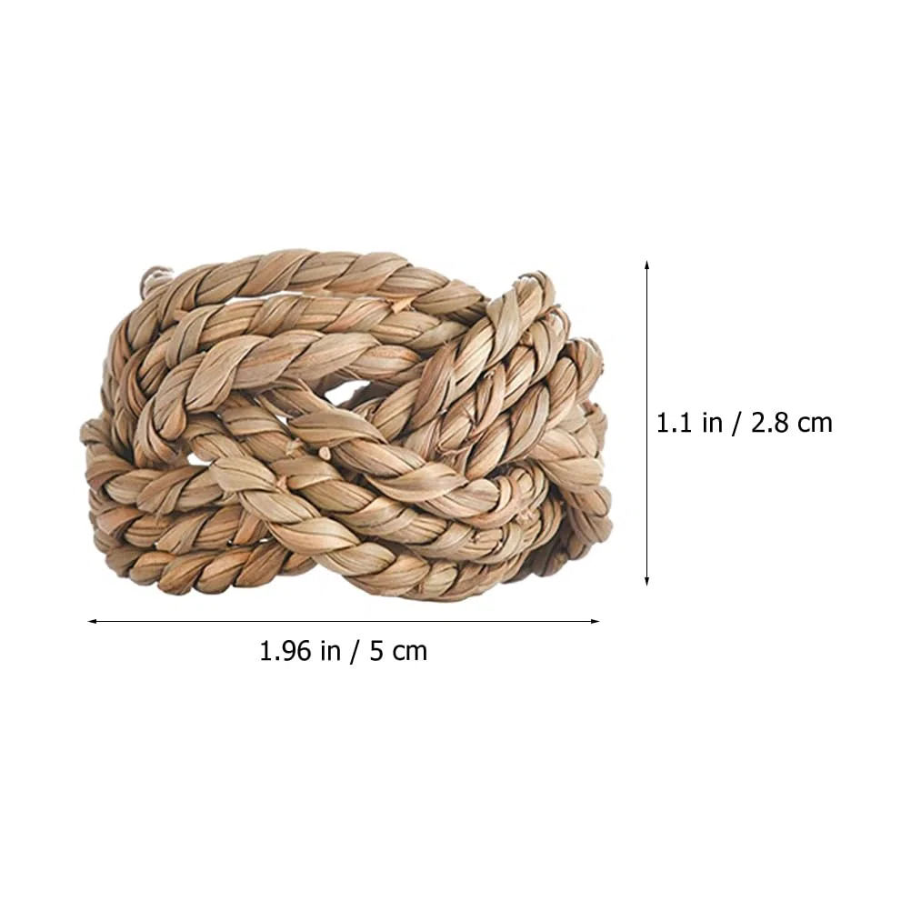 HOMSFOU 6 Stück Gewebte Serviettenringe: Rustikale Tischdekoration aus Jute – Bauernhaus-Serviettenhalter, geflochtene Strohringe für natürlichen Look