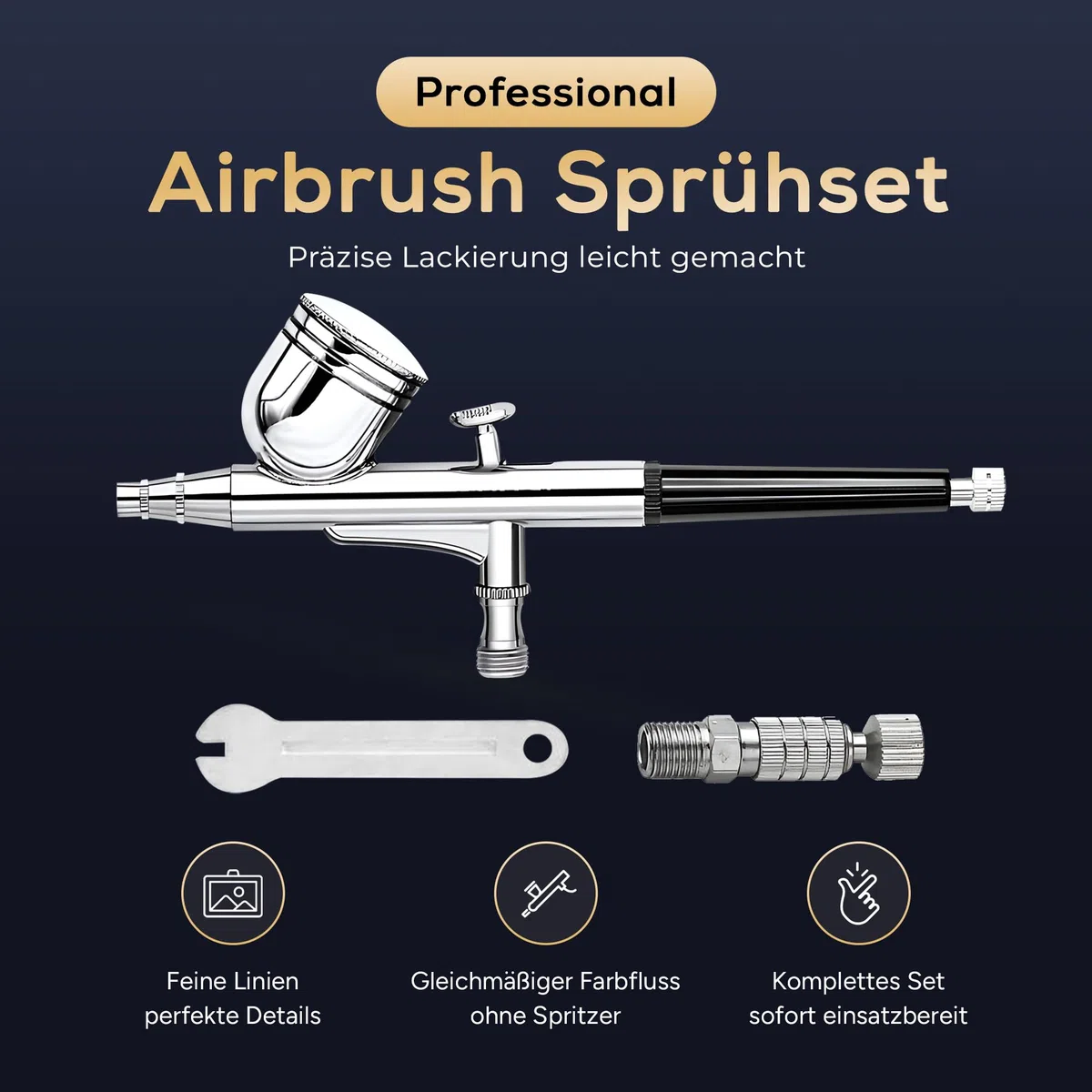 AG-230S Airbrush Pistole Double-Action-Funktion Airbrush-Set Pistole, Düse & Nadel, Komplettset für Profis & Anfänger Ideal für Modellbau, Nailart, Tattoo, Kuchen Dekoration & DIY-Projekte